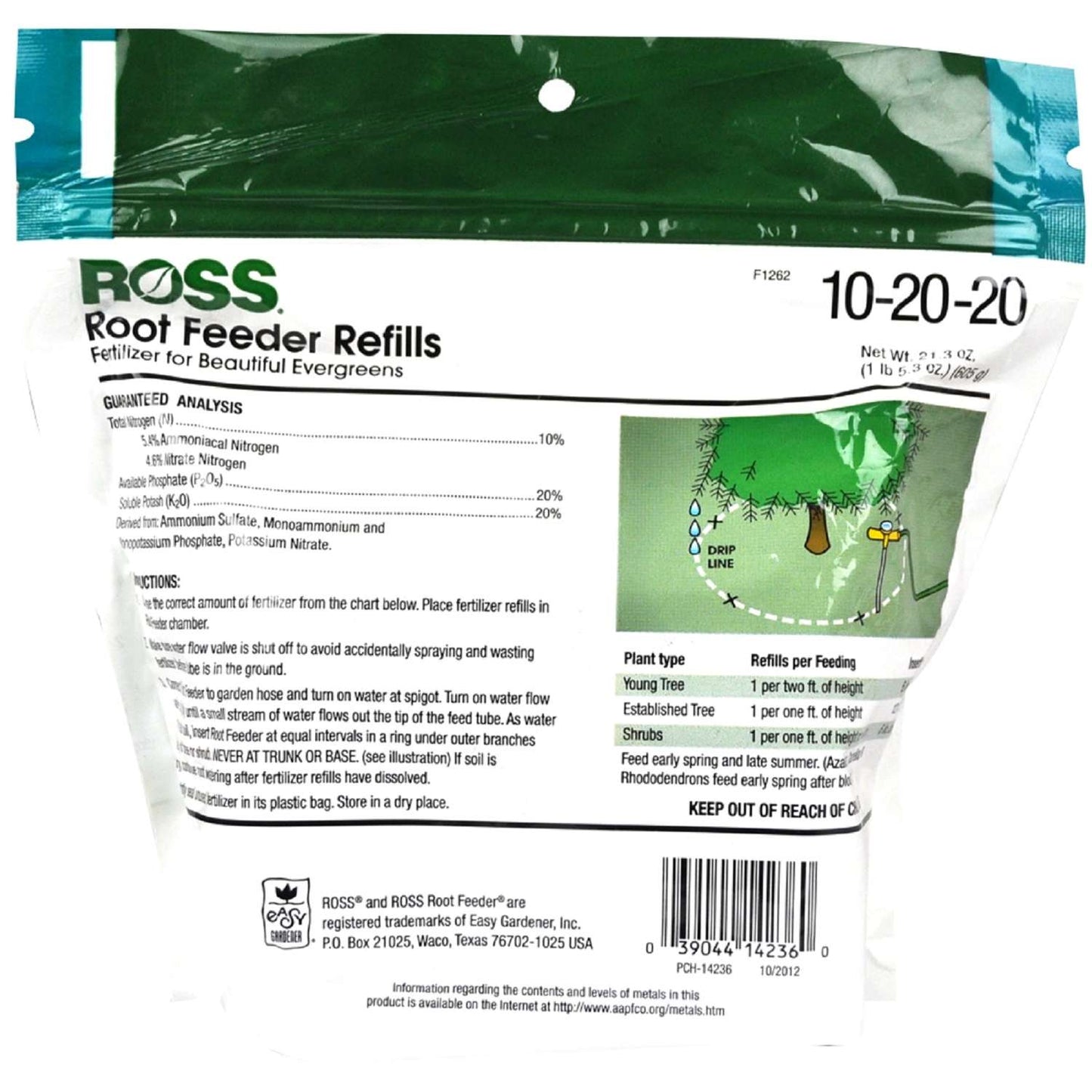 Ross Acid-Loving Plants 10-20-20 Root Feeder Fertilizer Refills 36 Ct