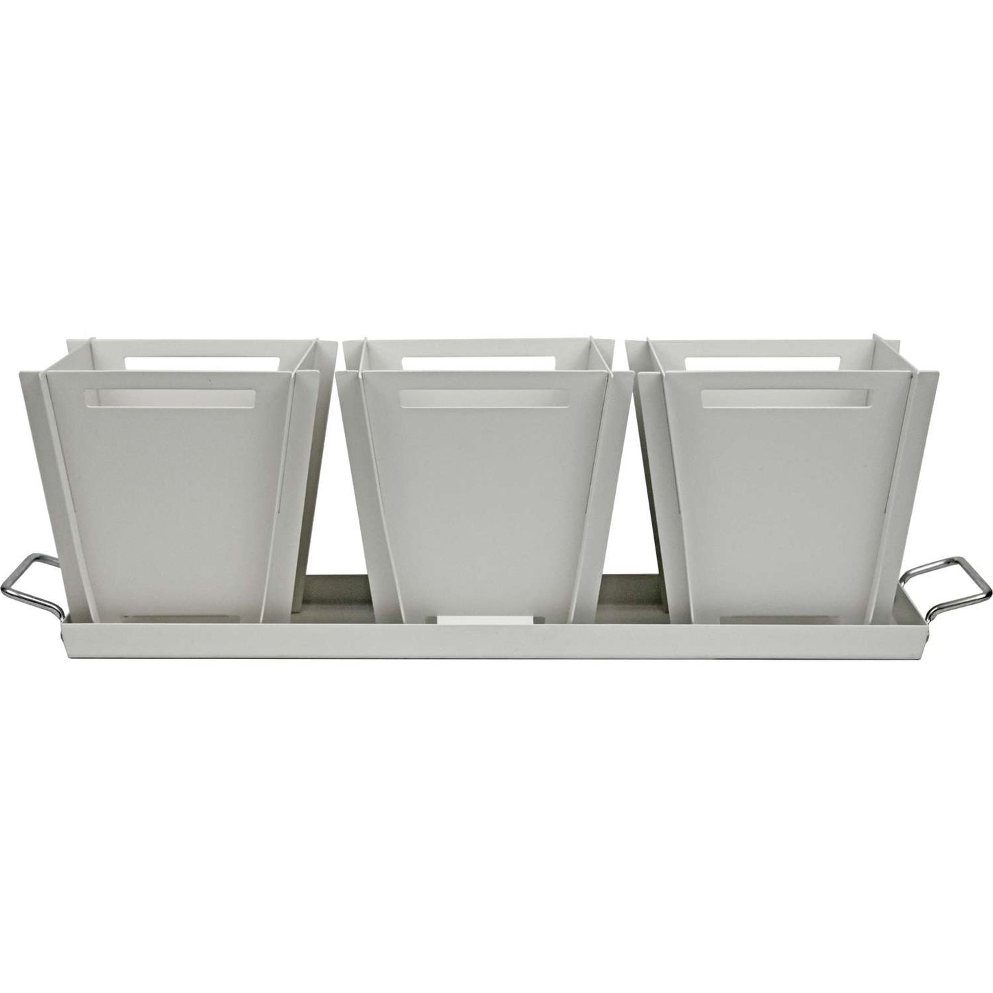Groovebox 6 In. H X 20 In. W Steel 3 Pot Planter Set White