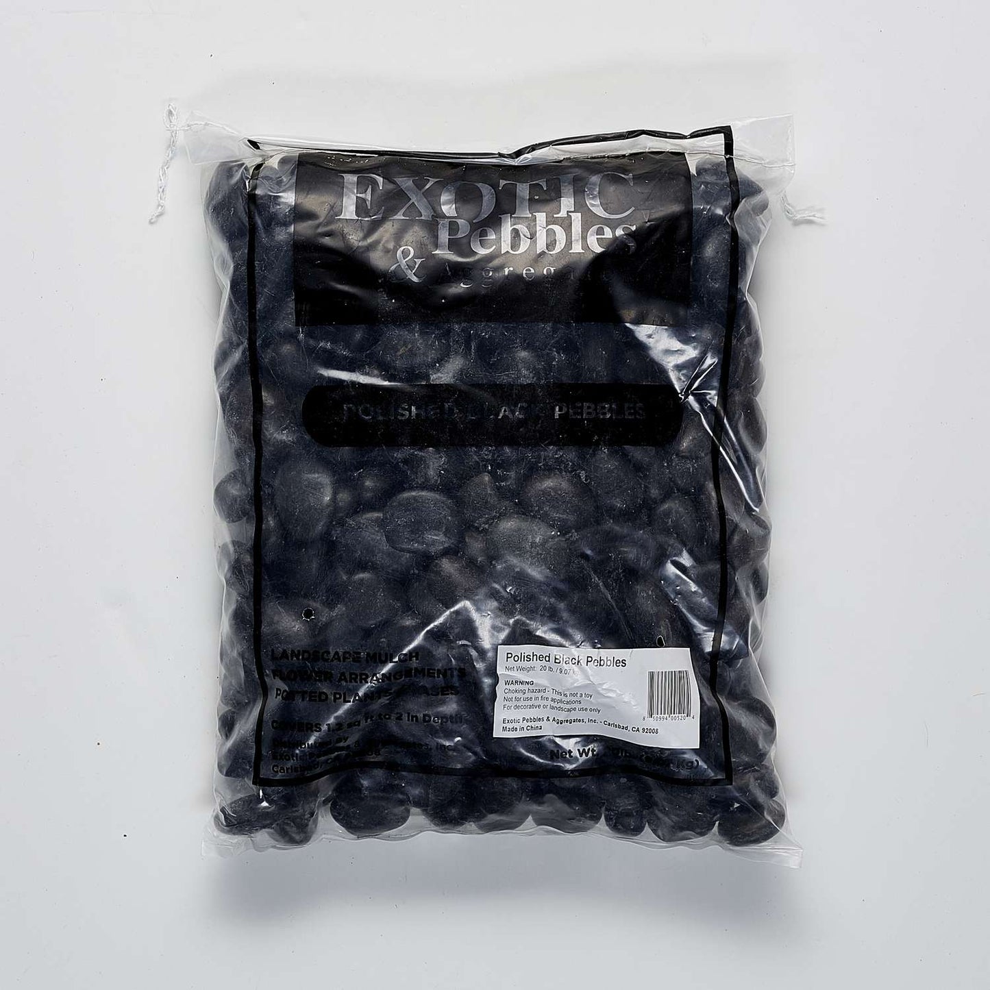 Exotic Pebbles & Aggregates Black Stone Deco Pebbles 20 Lb