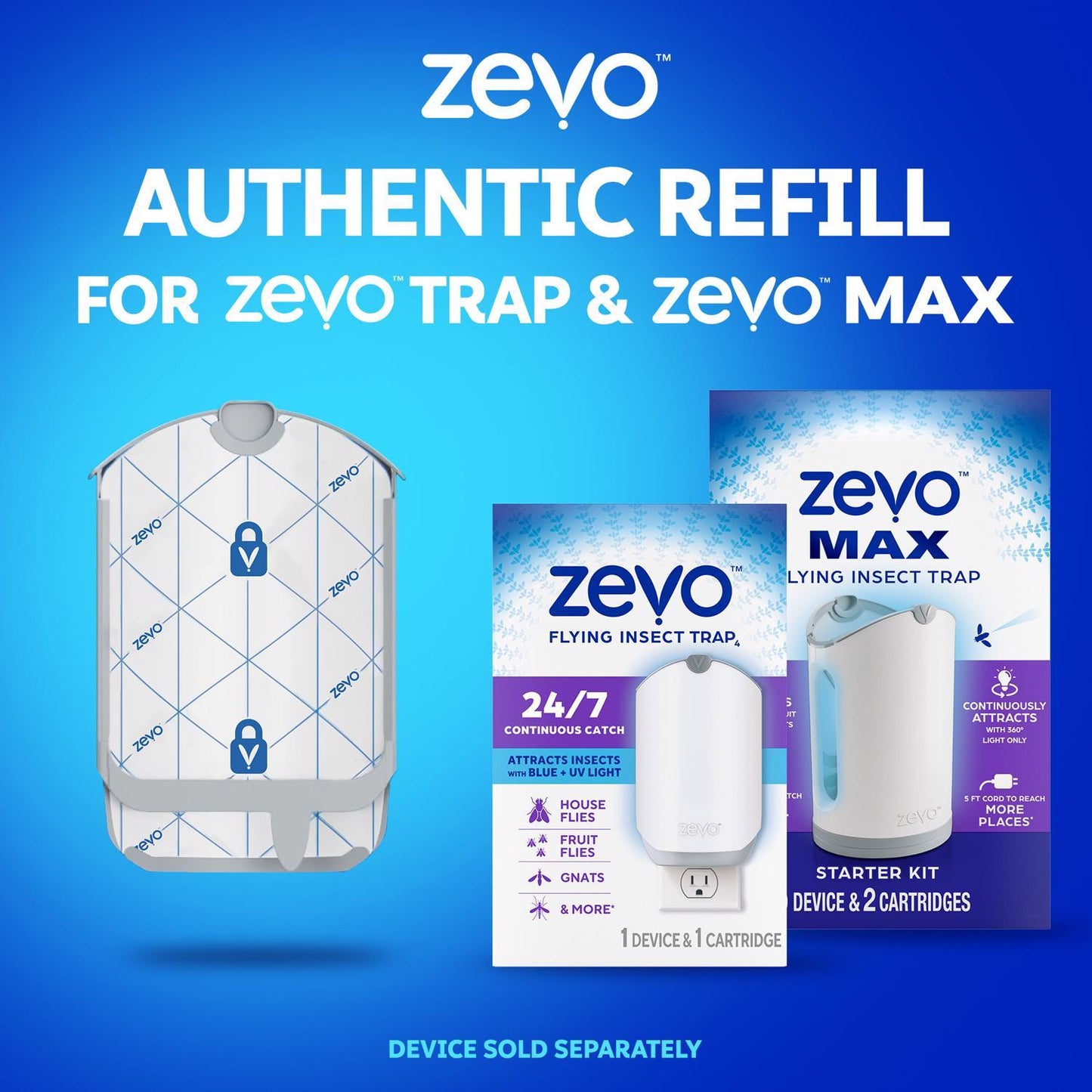 Zevo Refill Kit 4 In. W X 7 In. L Gray/White 2 Ct