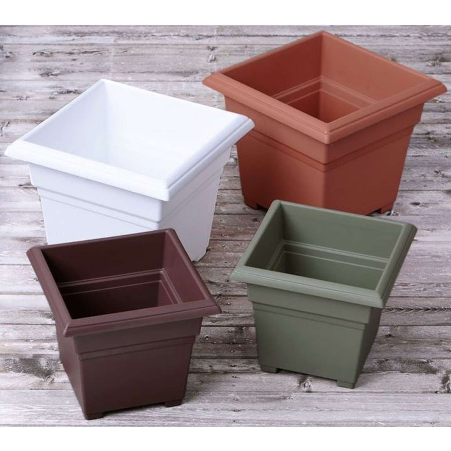 Novelty 13 In. H X 14 In. W X 14 In. D Plastic Countryside Tub Patio Planter Brown