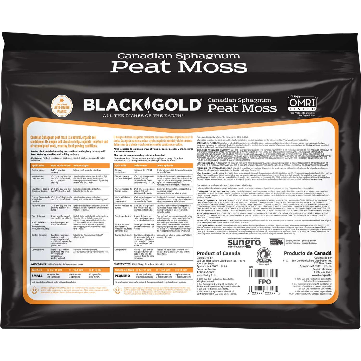 Black Gold Organic Canadian Sphagnum Peat Moss 1 Cu Ft