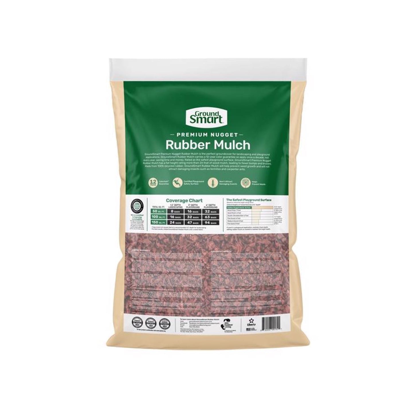 Ground Smart Red Rubber Nuggets 0.8 Cu Ft