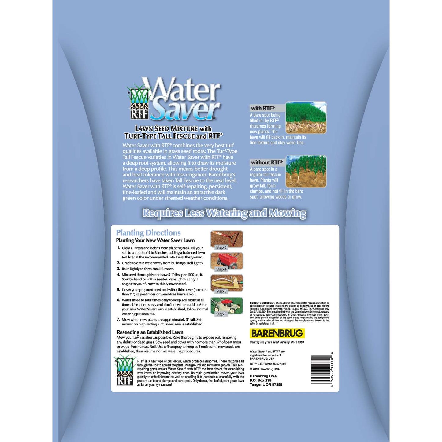 Barenbrug Water Saver Tall Fescue Grass Sun Or Shade Grass Seed 10 Lb