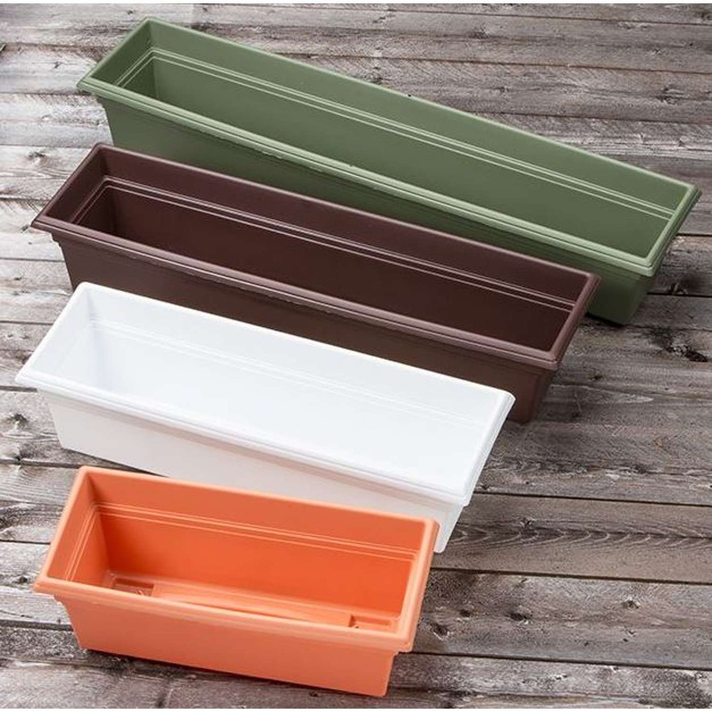 Novelty 6.4 In. H X 35.8 In. W X 8 In. D Plastic Countryside Flowerbox Flower Box Brown
