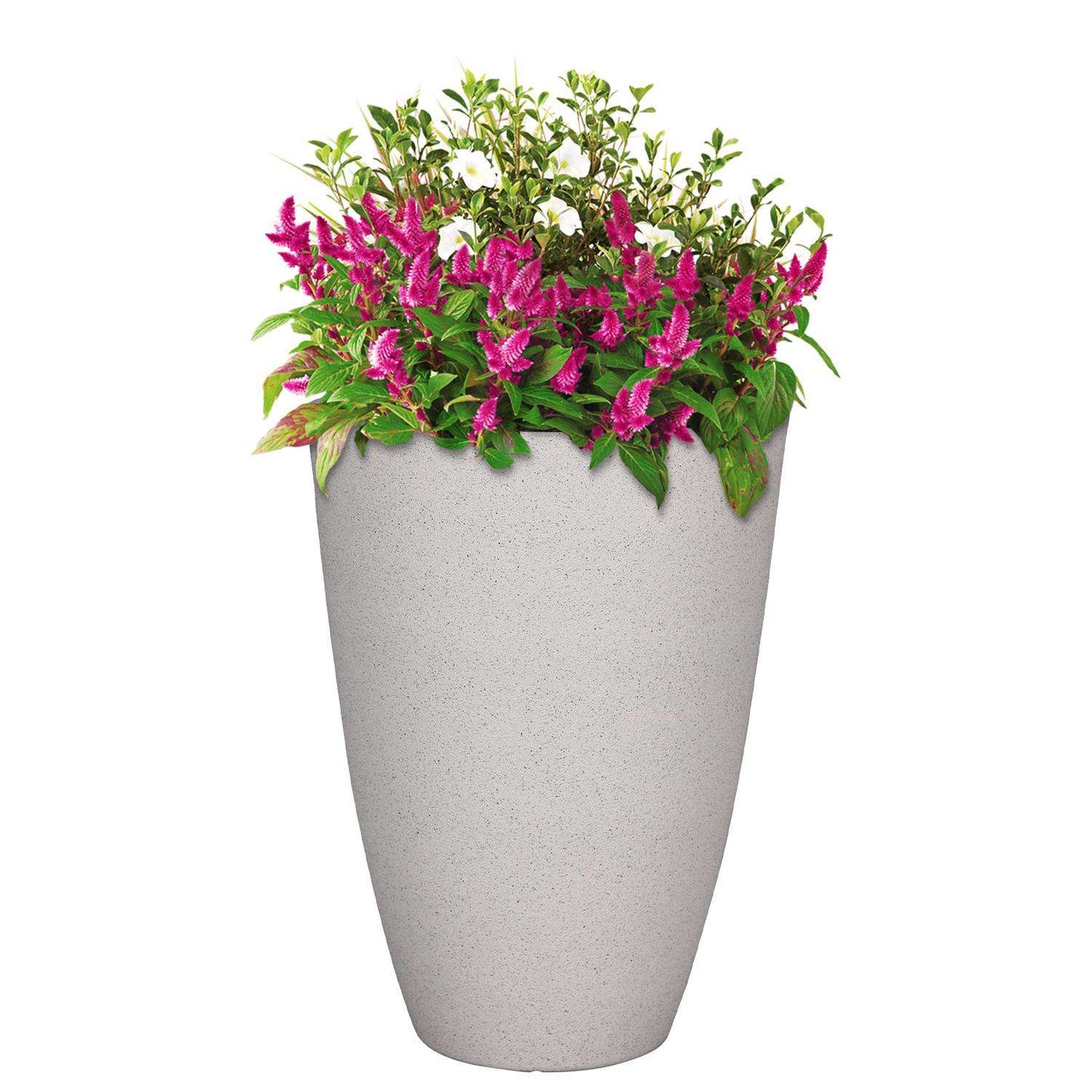 L&G Solutions 21.9 In. H X 16 In. D Polyresin Speckle Tall Planter White