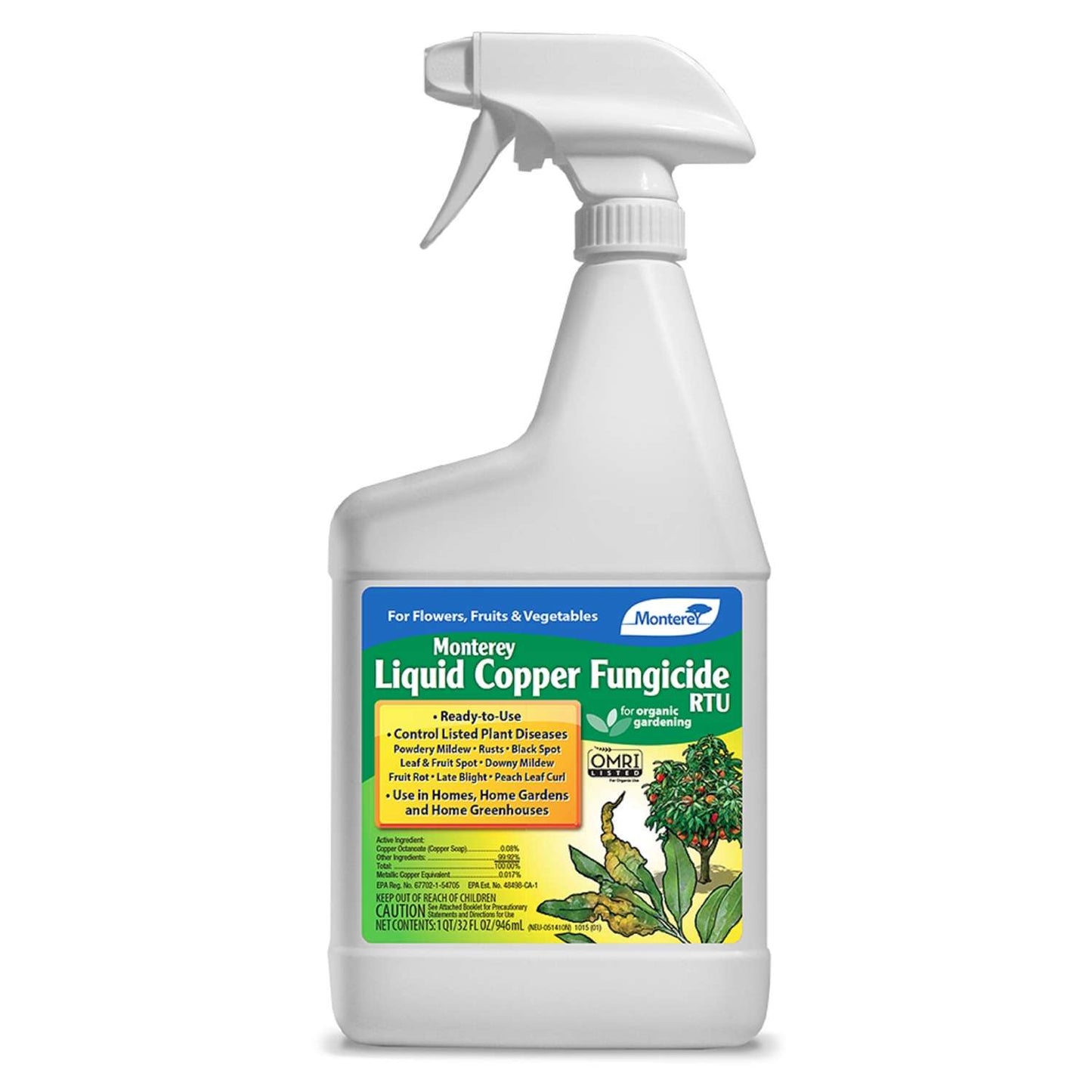Monterey Liquid-Coppper Organic Liquid Disease And Fungicide Control 1 Qt