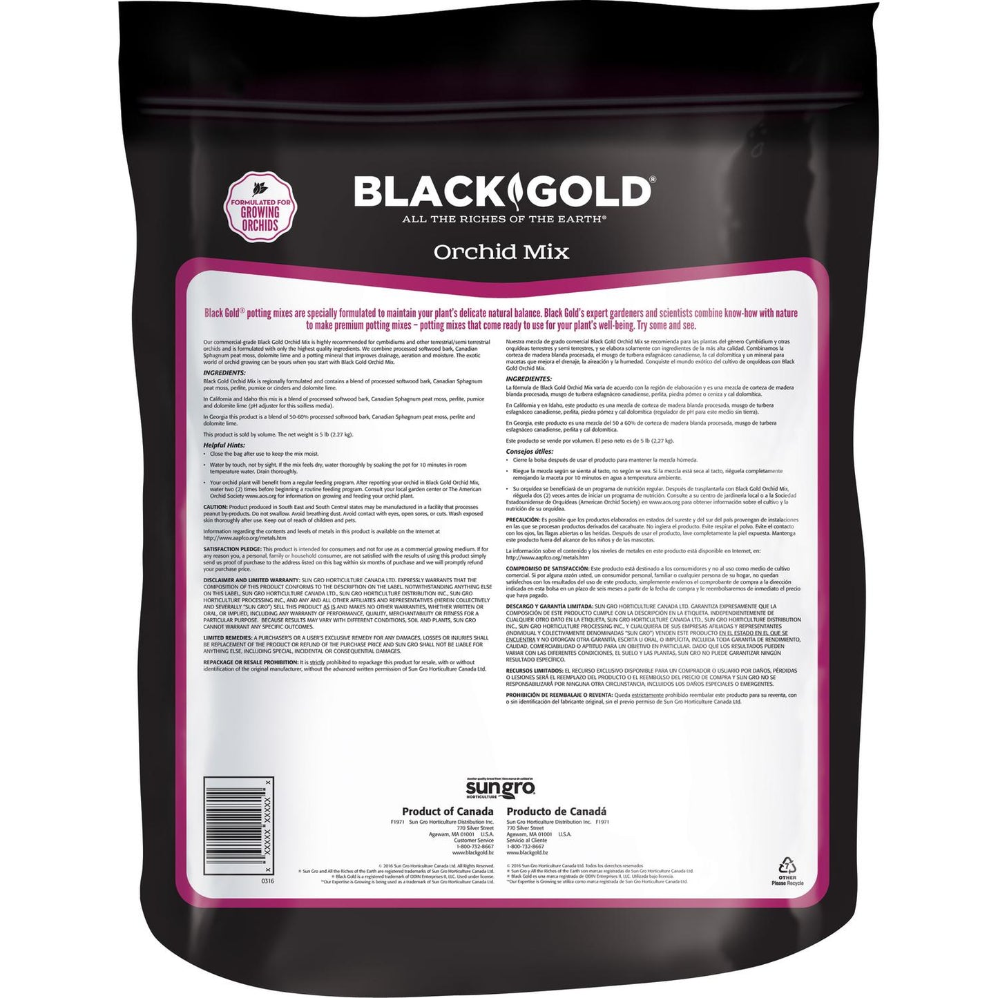 Black Gold Organic Orchid Potting Mix 8 Qt