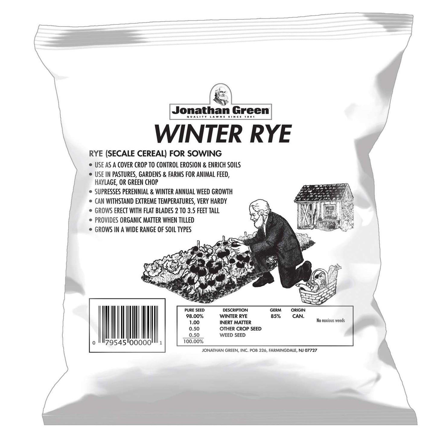 Jonathan Green Winter Rye Annual Ryegrass Full Sun Grass Seed 5 Lb
