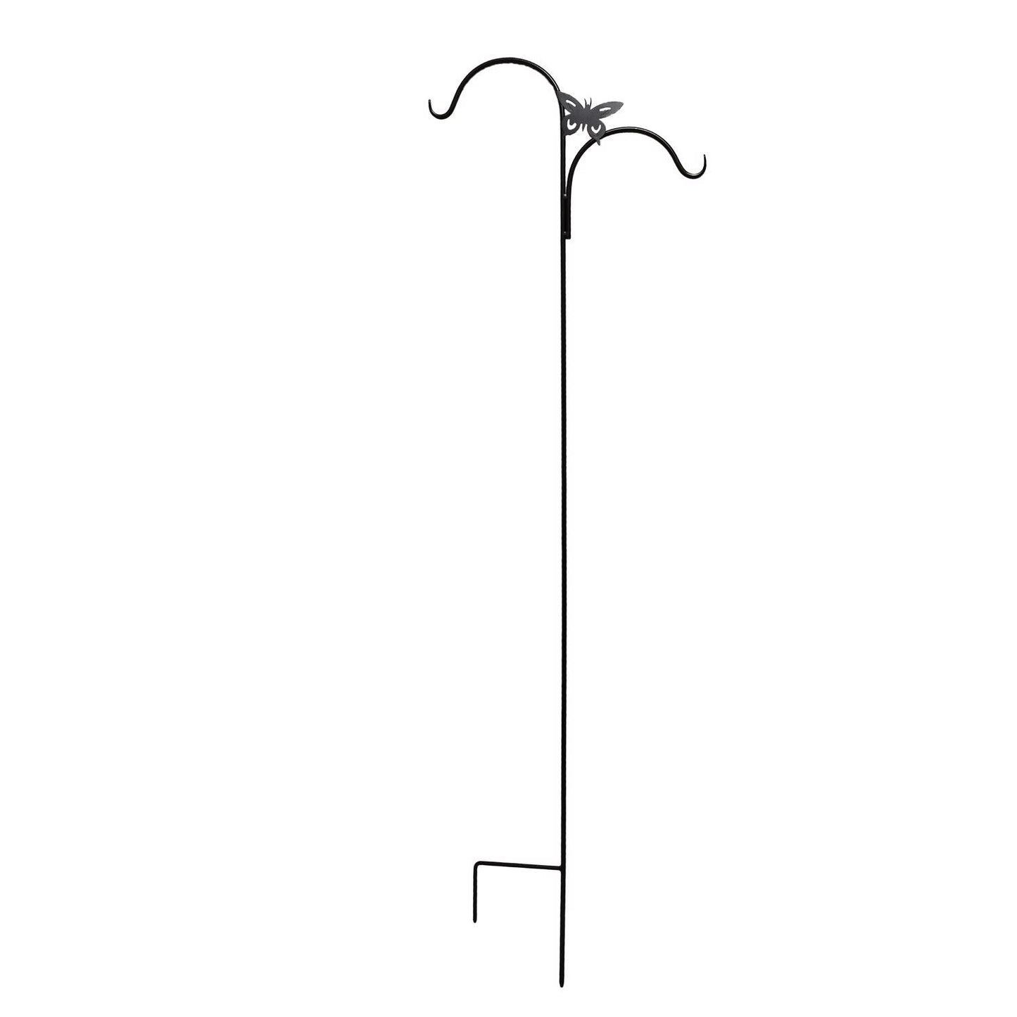 Living Accents Black Steel 84 In. H Double Crook With Butterfly Plant Hook 1 Pk