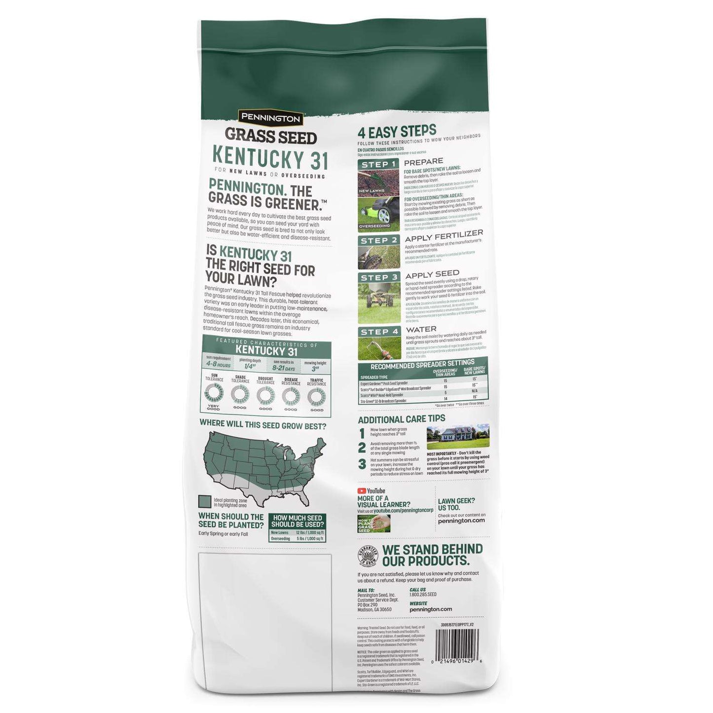 Pennington Kentucky 31 Tall Fescue Grass Sun Or Shade Grass Seed 7 Lb
