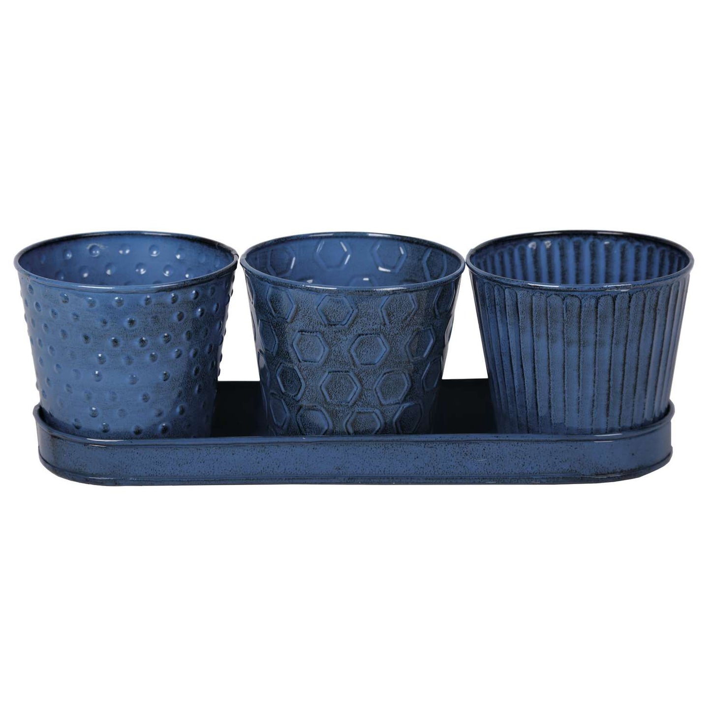 Robert Allen 4 In. H X 4.25 In. W Metal Concord Garden Planter Set Blue