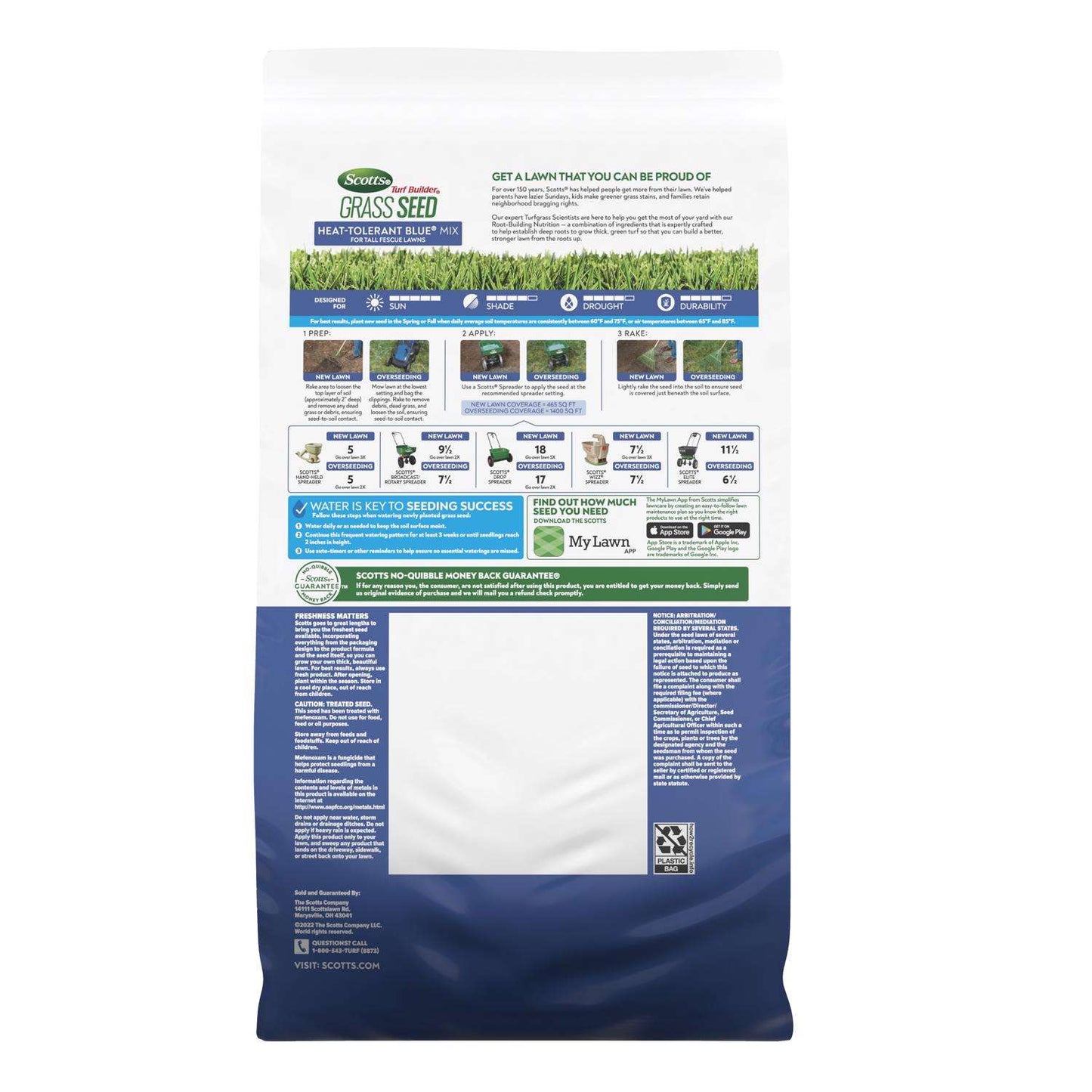 Scotts Turf Builder Heat-Tolerant Blue Sun Or Shade Fertilizer/Seed/Soil Improver 5.6 Lb
