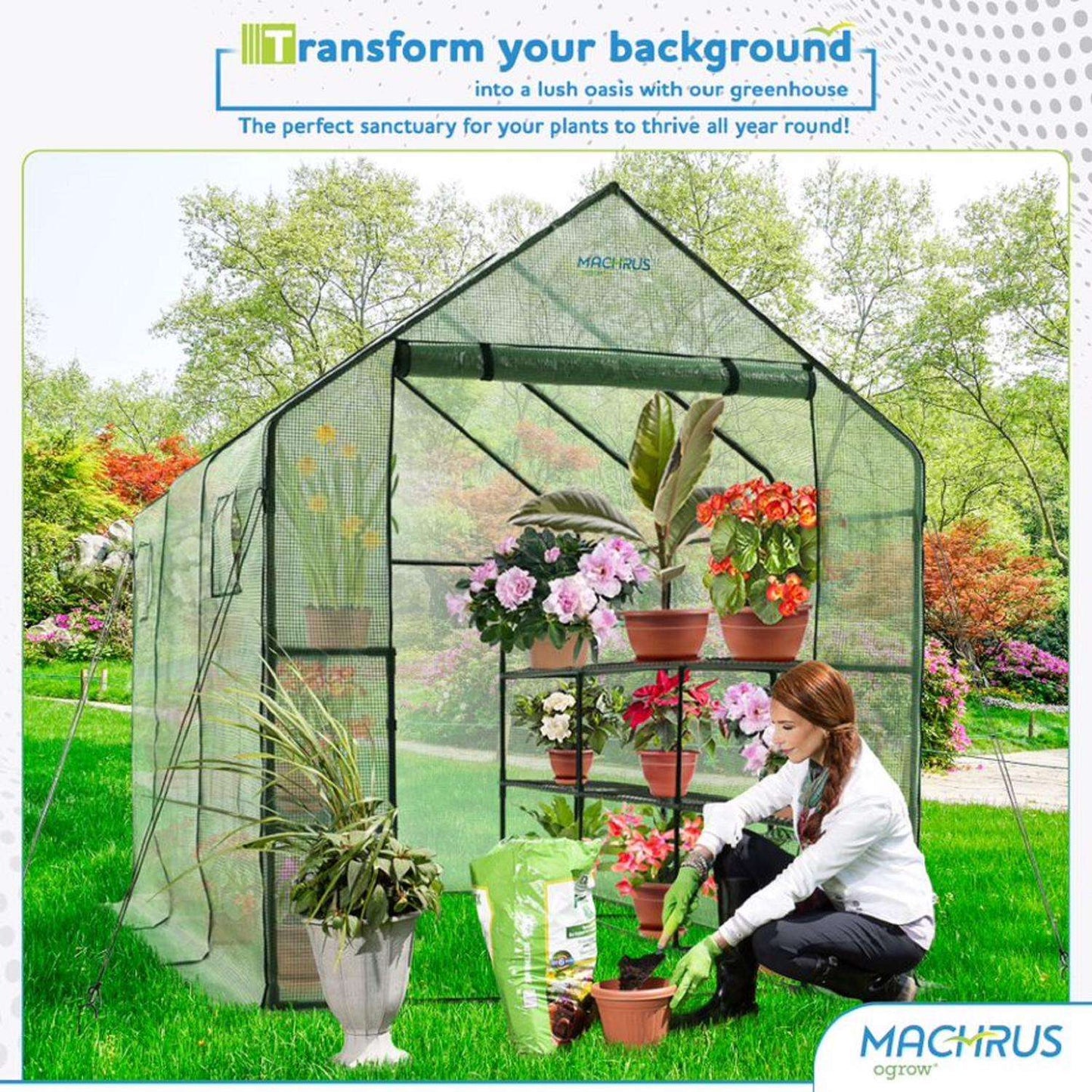 OGrow Green 83 In. H X 67 In. W Walk-In Greenhouse