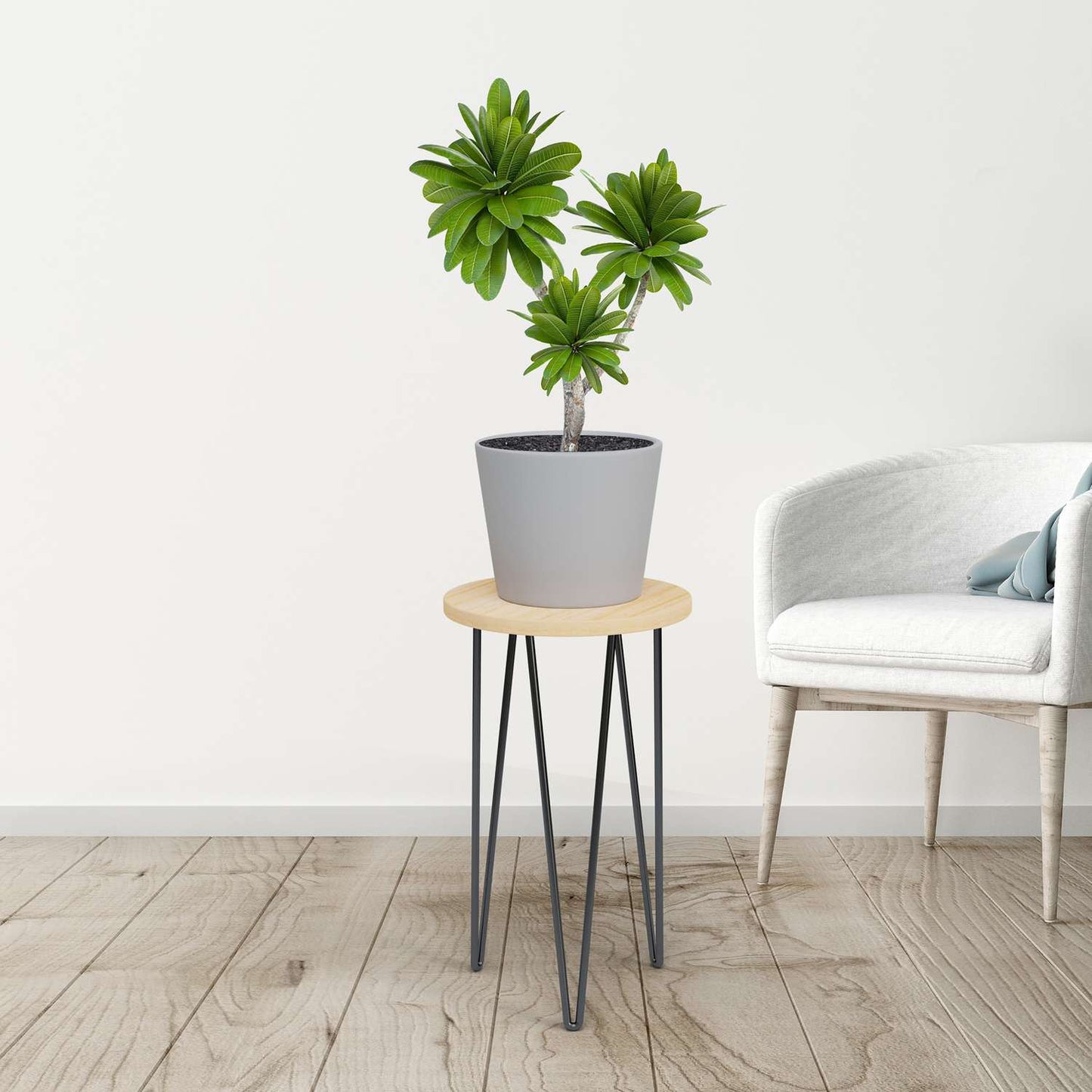 Panacea 16 In. H Black Steel/Wood Plant Stand
