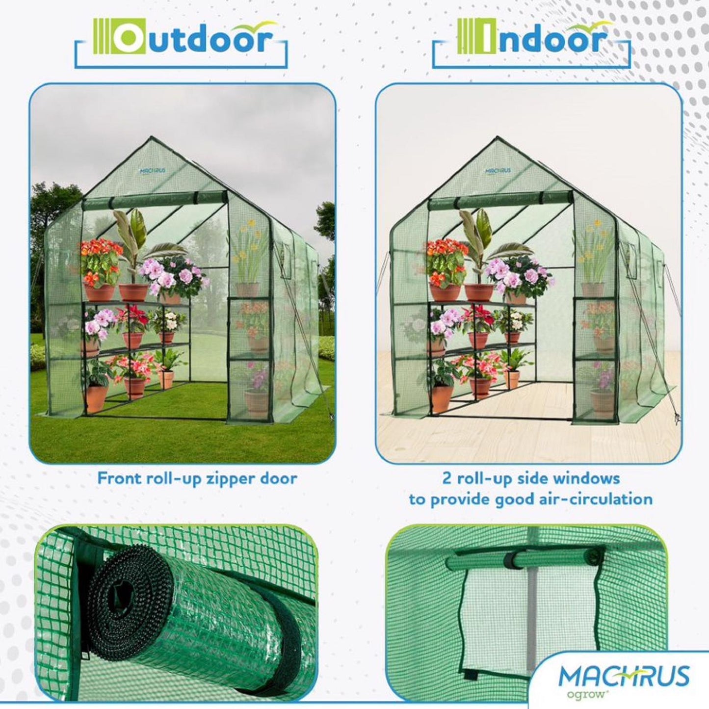 OGrow Green 67 In. W X 117 In. D X 83 In. H Walk-In Greenhouse