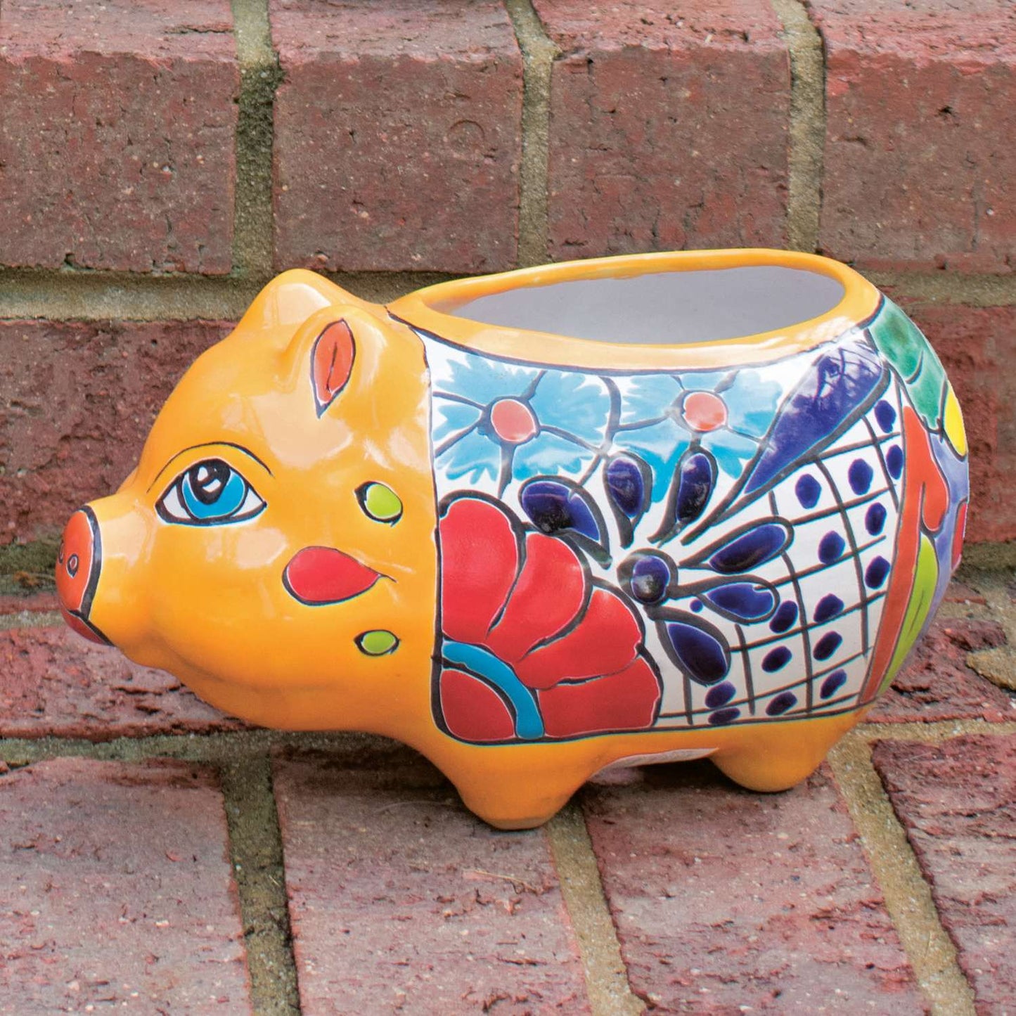 Avera Products Talavera 6 In. H X 9 In. W Ceramic Pig Planter Multicolored