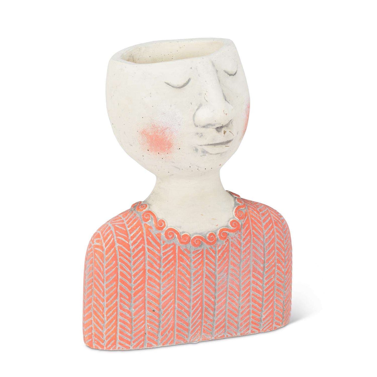  Abbott 10 In. H Cement Female Head Planter Red/White
