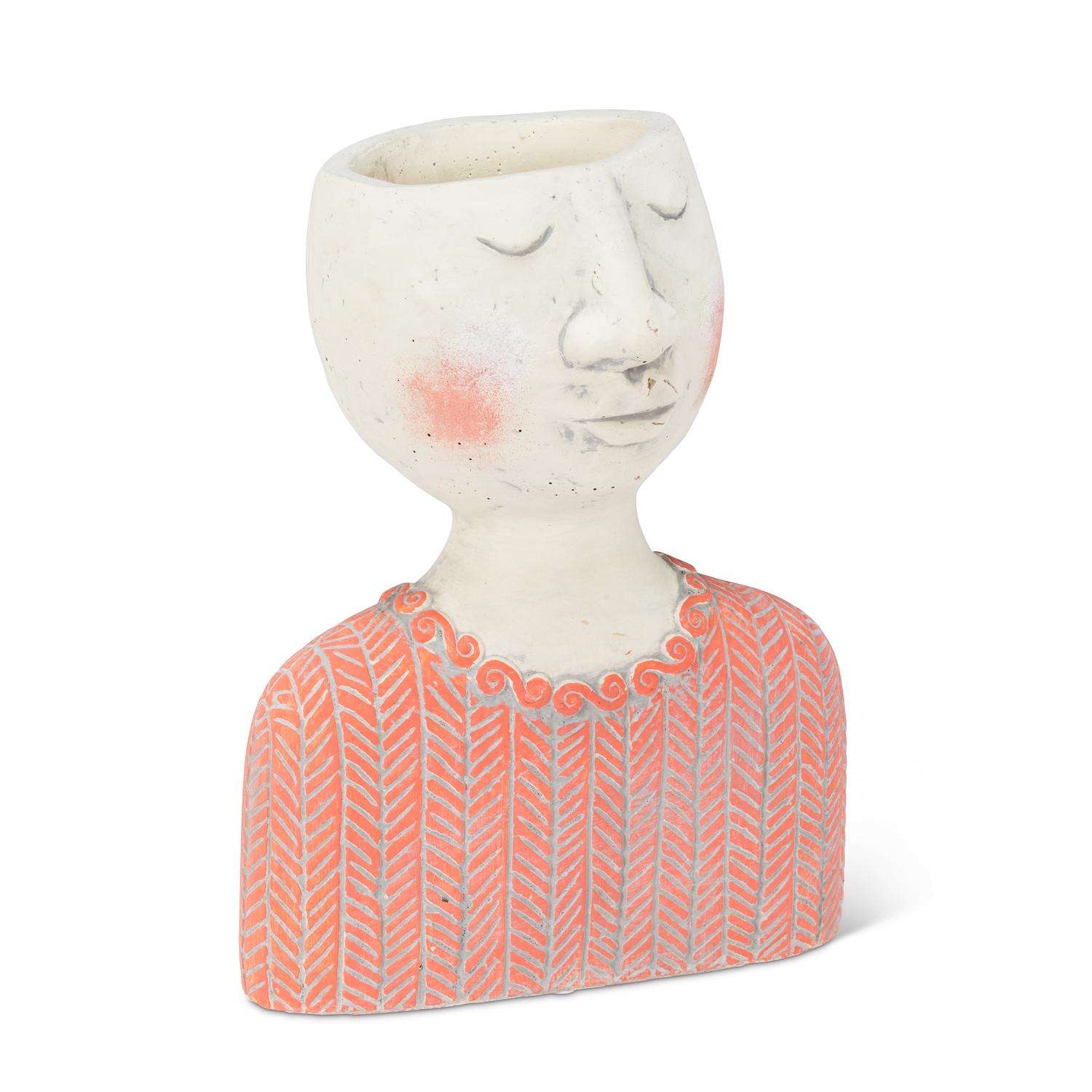  Abbott 10 In. H Cement Female Head Planter Red/White