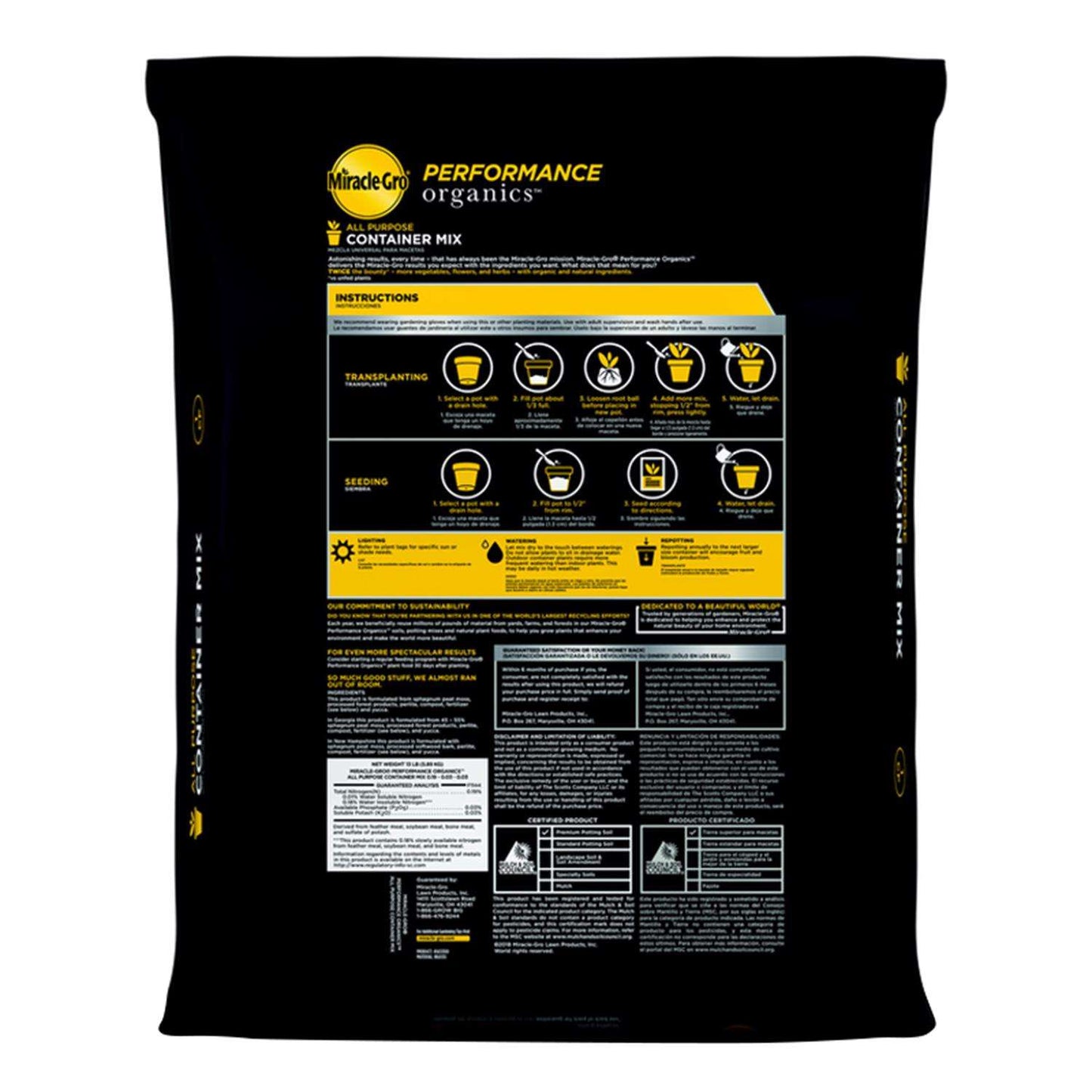  Miracle-Gro Performance Organics Organic All Purpose Potting Mix 1 Cu Ft