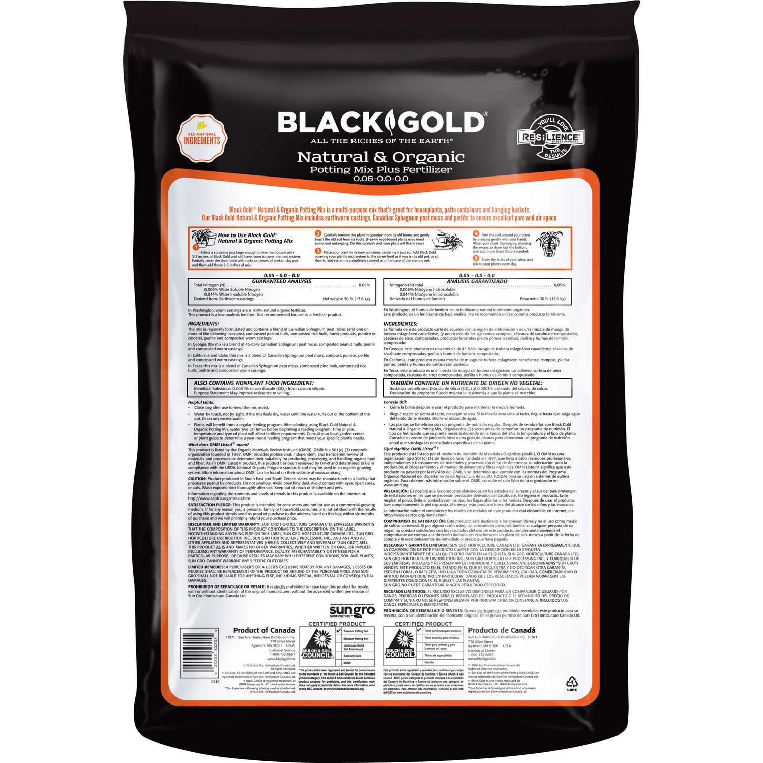  Black Gold Organic All Purpose Potting Mix 2 Cu Ft