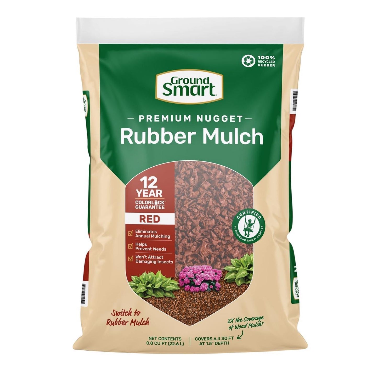  Ground Smart Red Rubber Nuggets 0.8 Cu Ft
