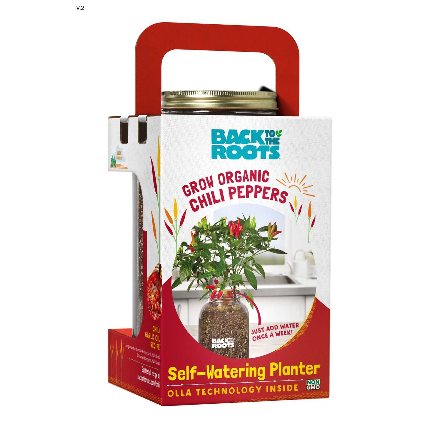  Back To The Roots Self-Watering Planter Chili Peppers Grow Kit 1 Pk