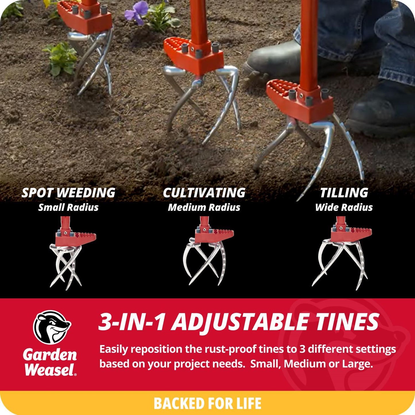  Garden Weasel Claw Pro 4 Tine Steel Hand Cultivator 38 In. Steel Handle