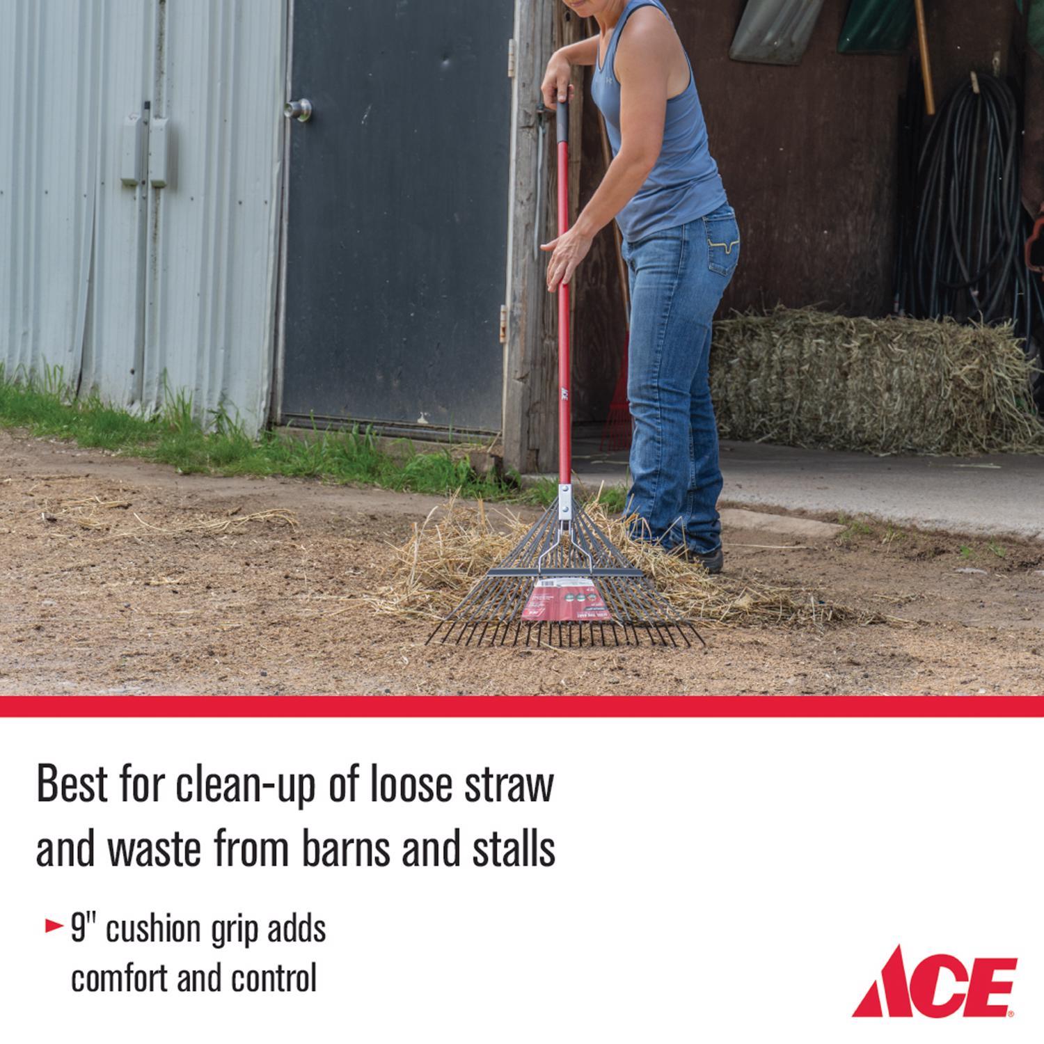  Ace 65 In. 24 Tine Steel Rake Fiberglass Handle