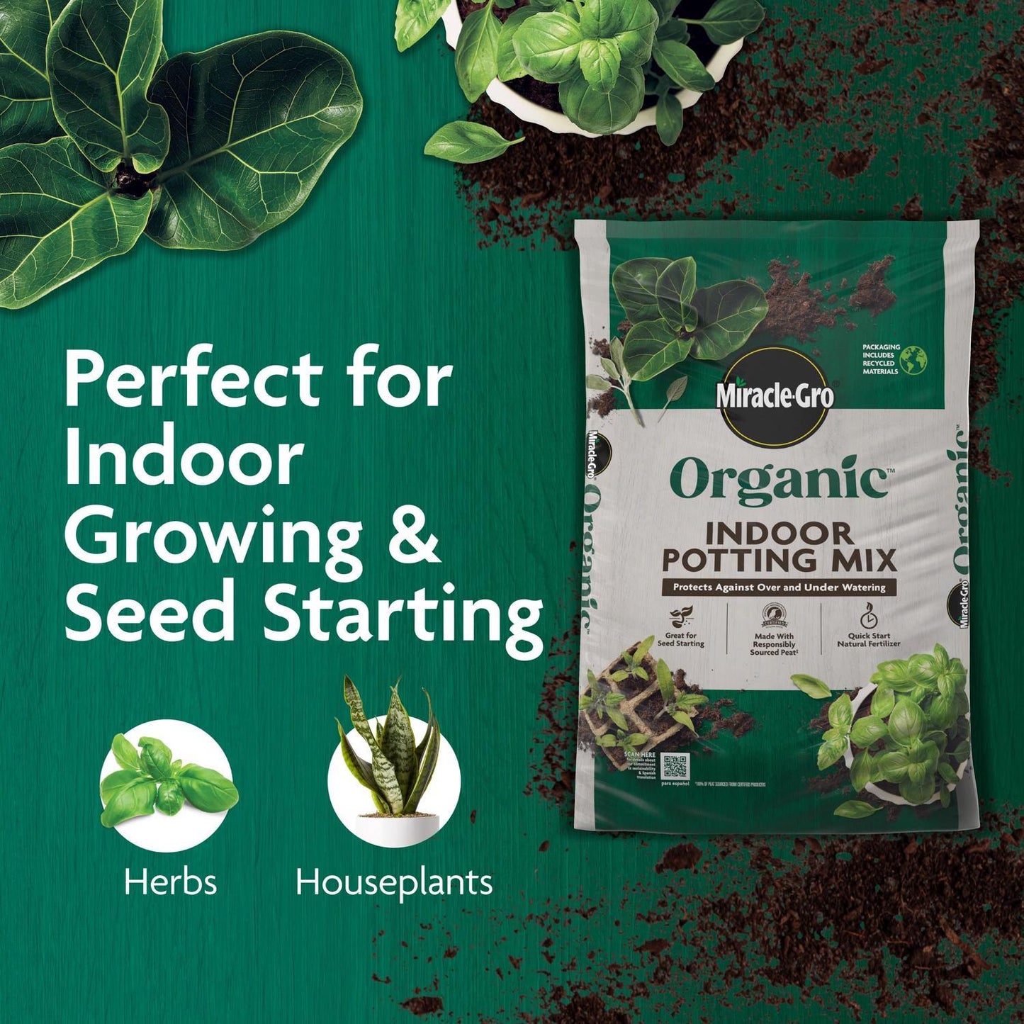  Miracle-Gro Organic Indoor Plant Potting Mix 16 Qt