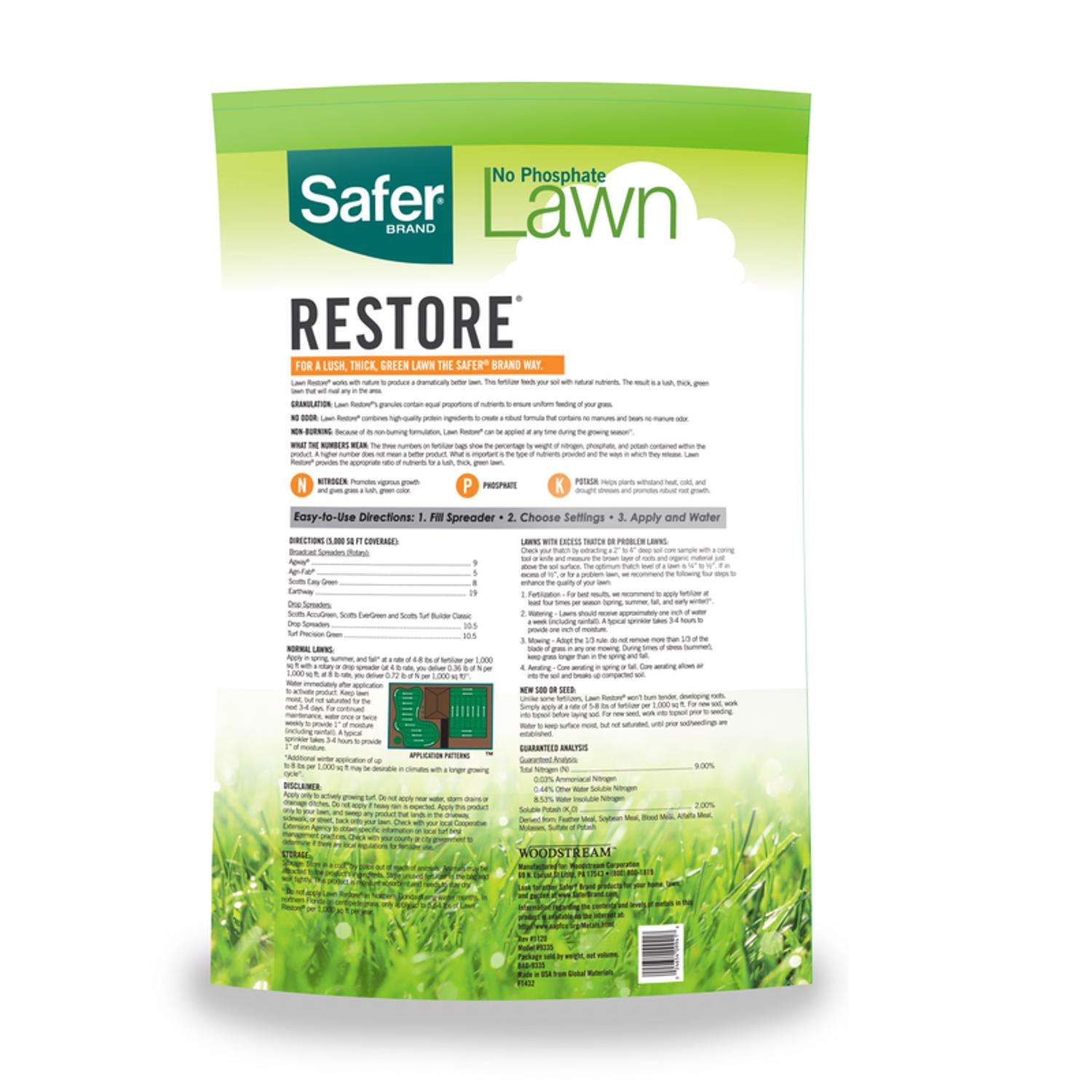  Safer Brand Lawn Restore All-Purpose Lawn Fertilizer For All Grasses 5000 Sq Ft