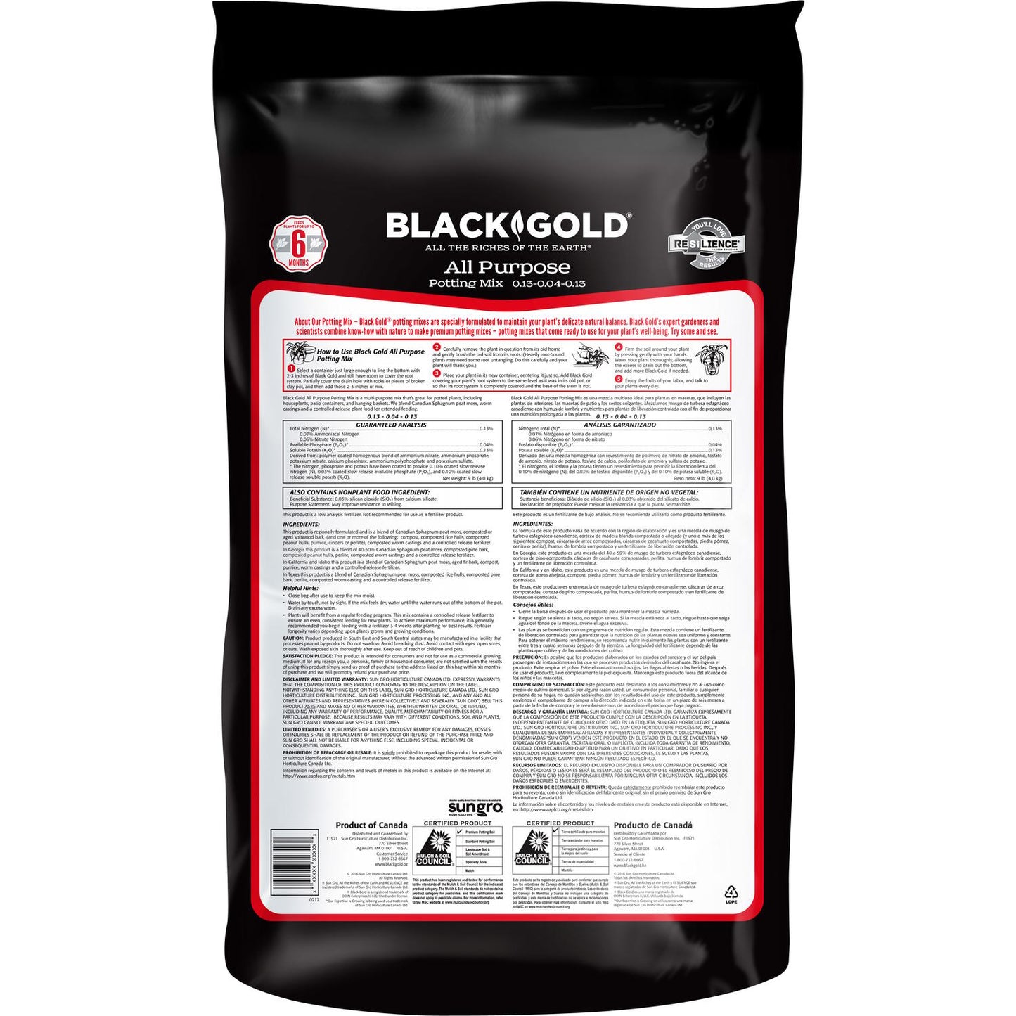  Black Gold All Purpose Potting Mix 16 Qt