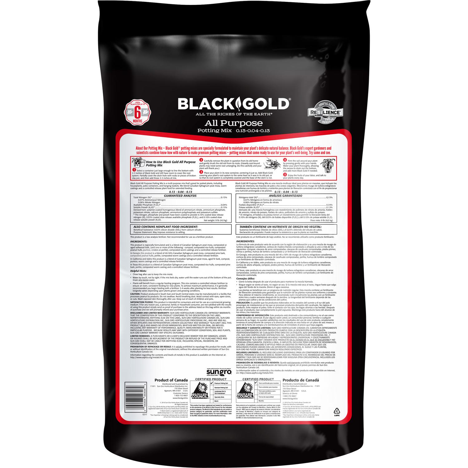  Black Gold All Purpose Potting Mix 16 Qt