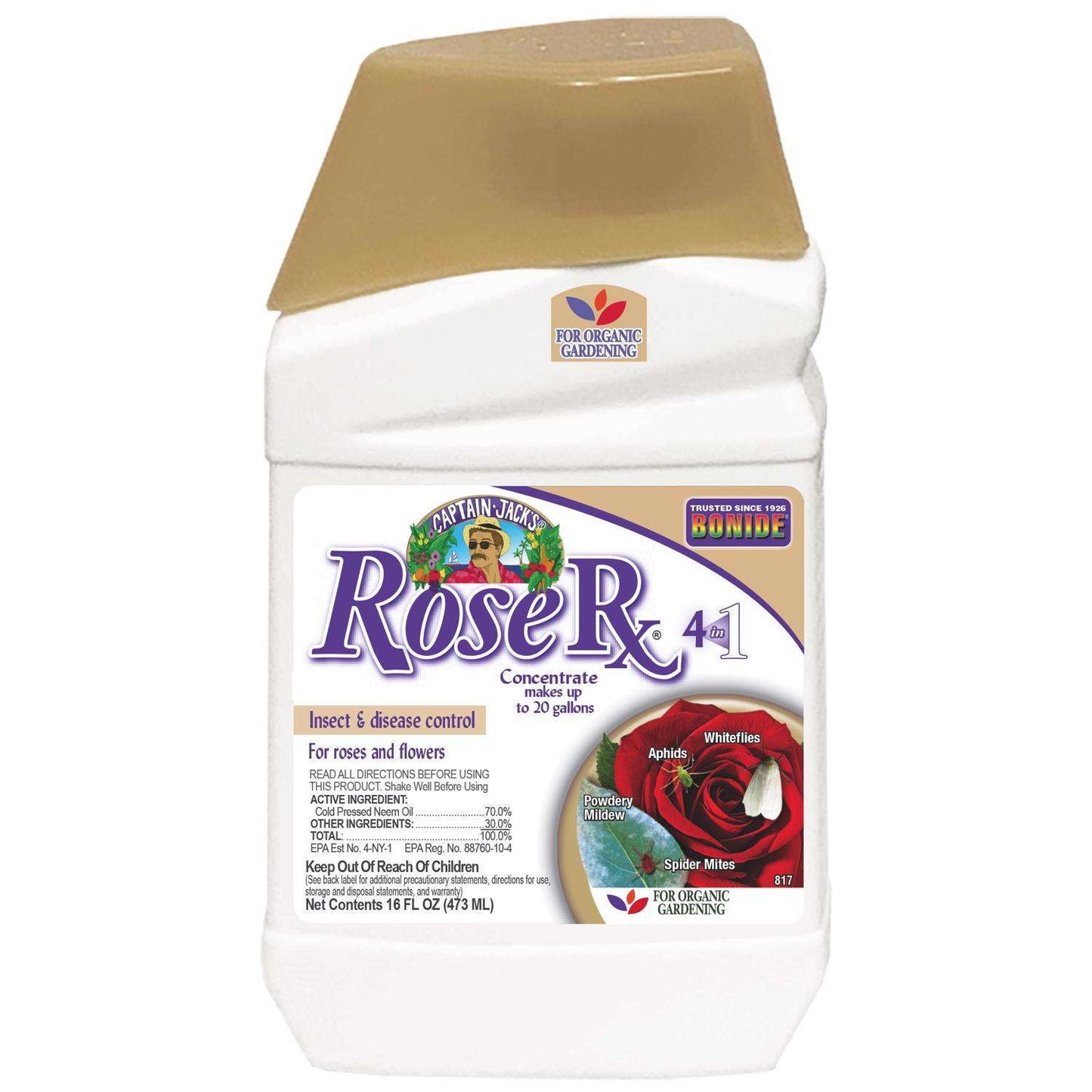  Bonide Captain Jack’s Rose Rx Organic Insect Disease & Mite Control Liquid 16 Oz