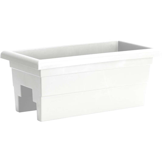  Novelty 10 In. H X 12 In. W X 24 In. D Plastic Countryside Deck Rail Planter White