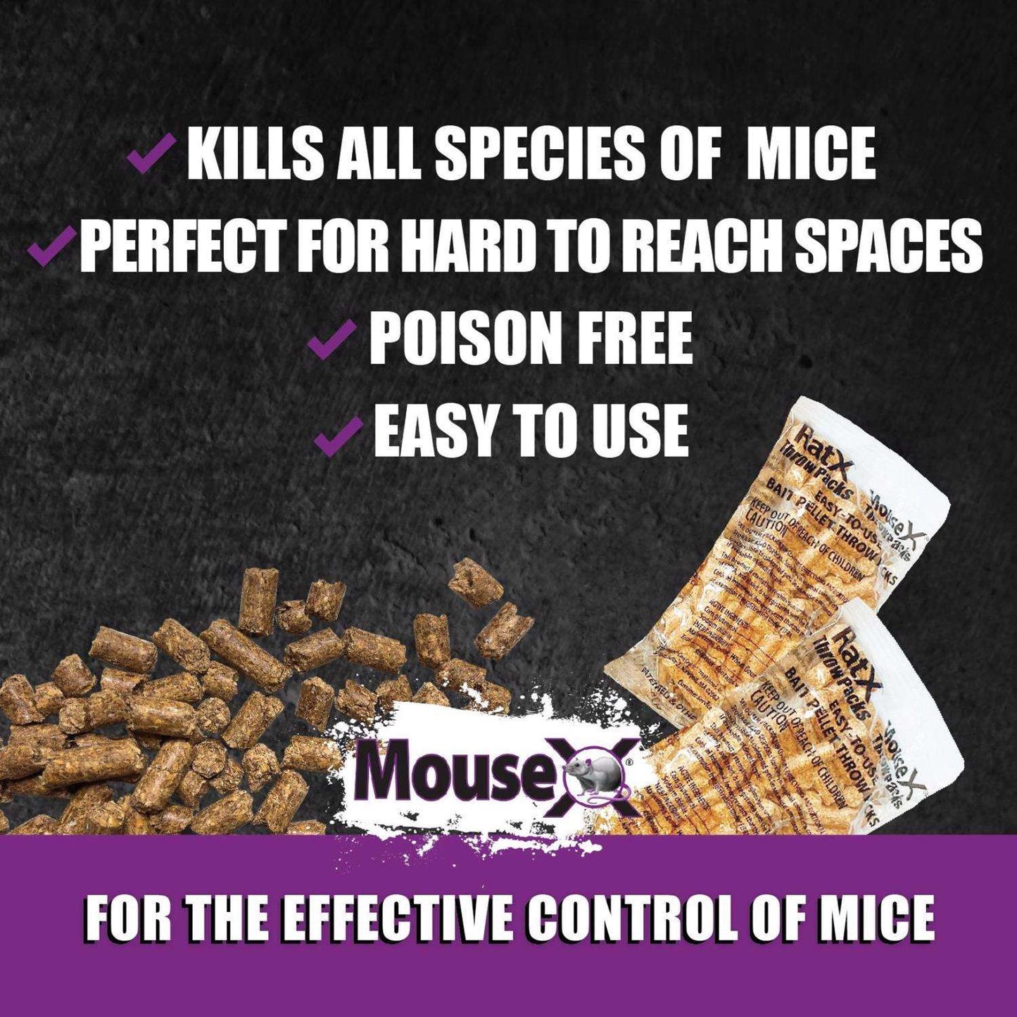  MouseX Non-Toxic Bait Pellet Throw Pack For Mice 12 Oz 6 Pk