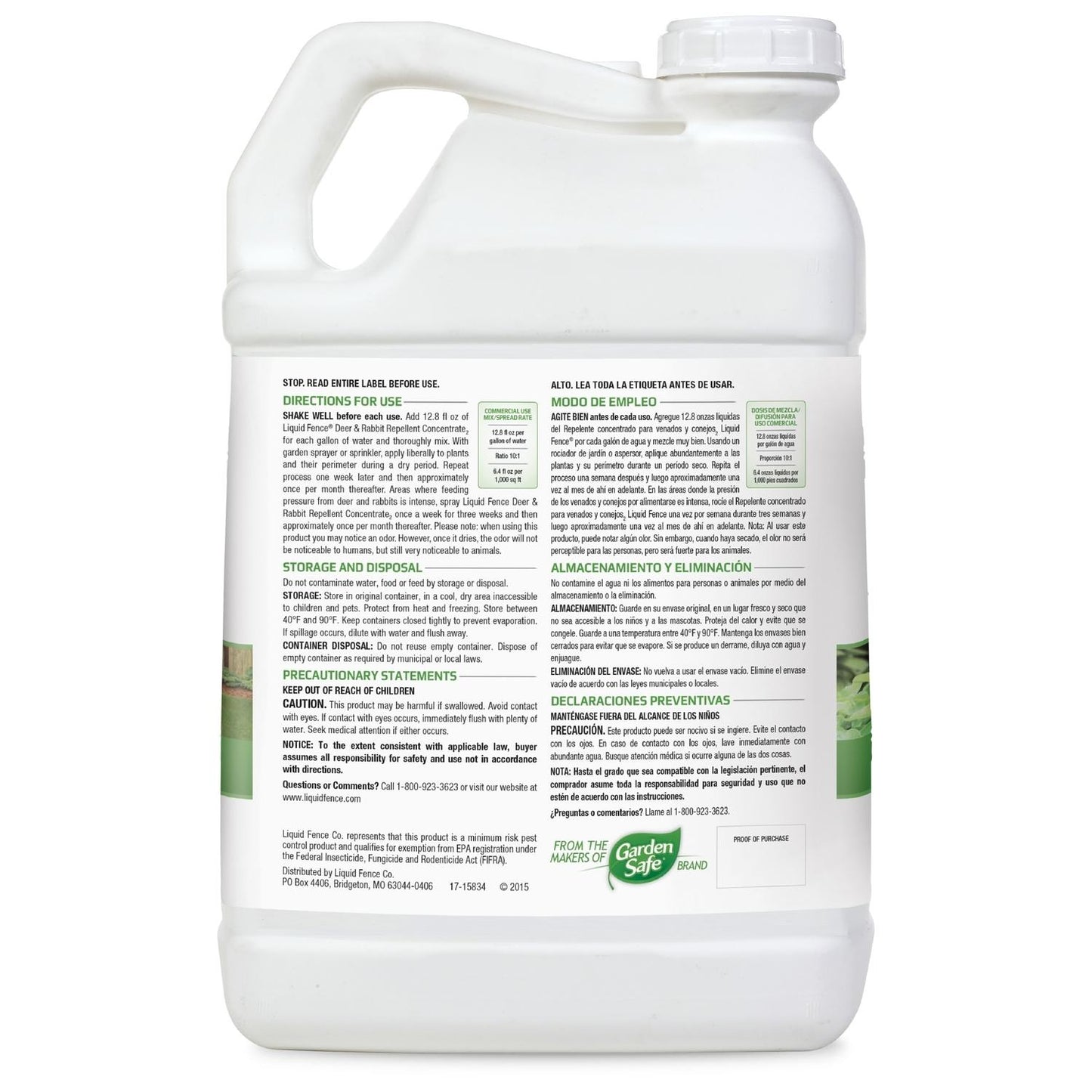  Liquid Fence Animal Repellent Concentrate For Deer And Rabbits 2.5 Gal