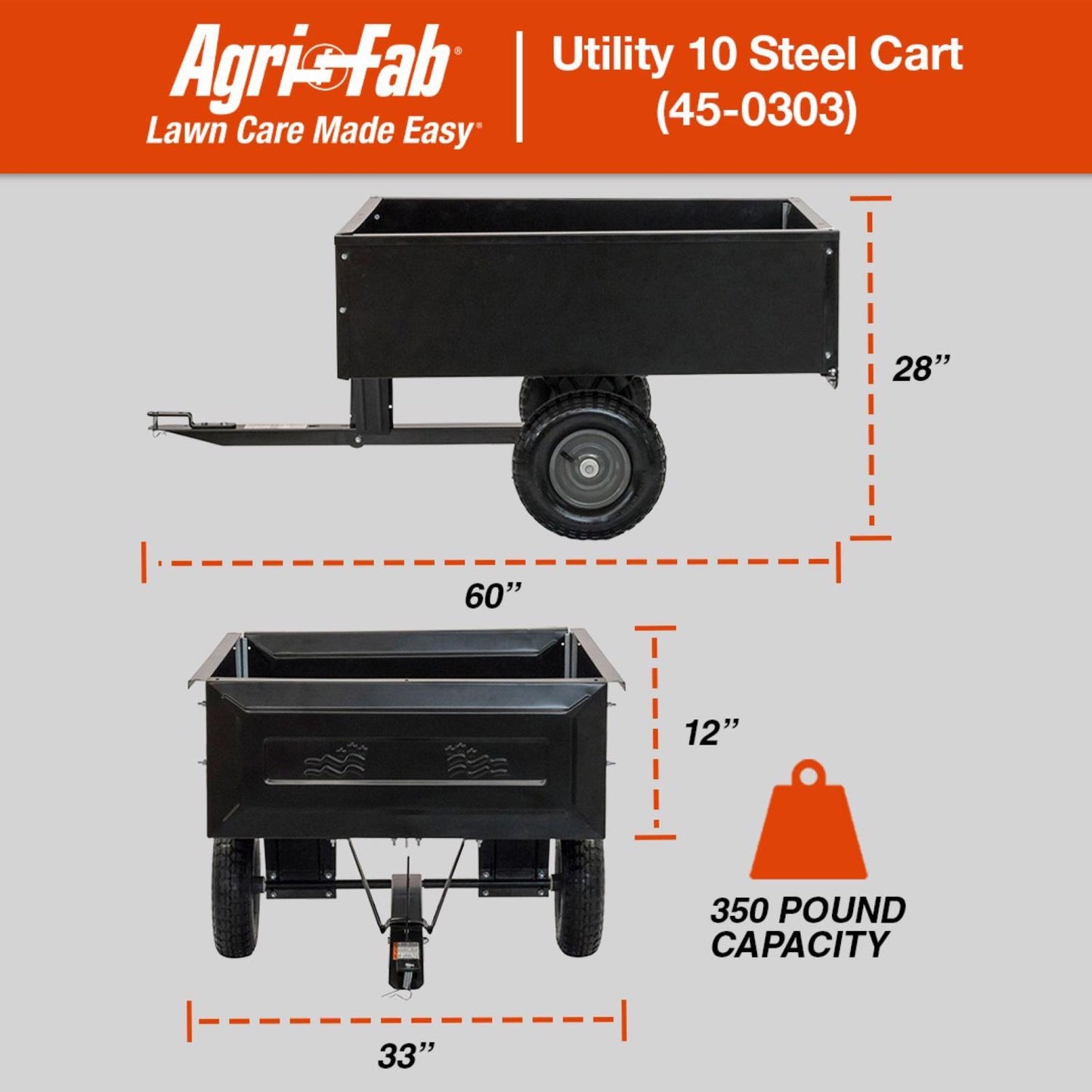  Agri-Fab Steel Tow Behind Utility Cart 10 Cu Ft