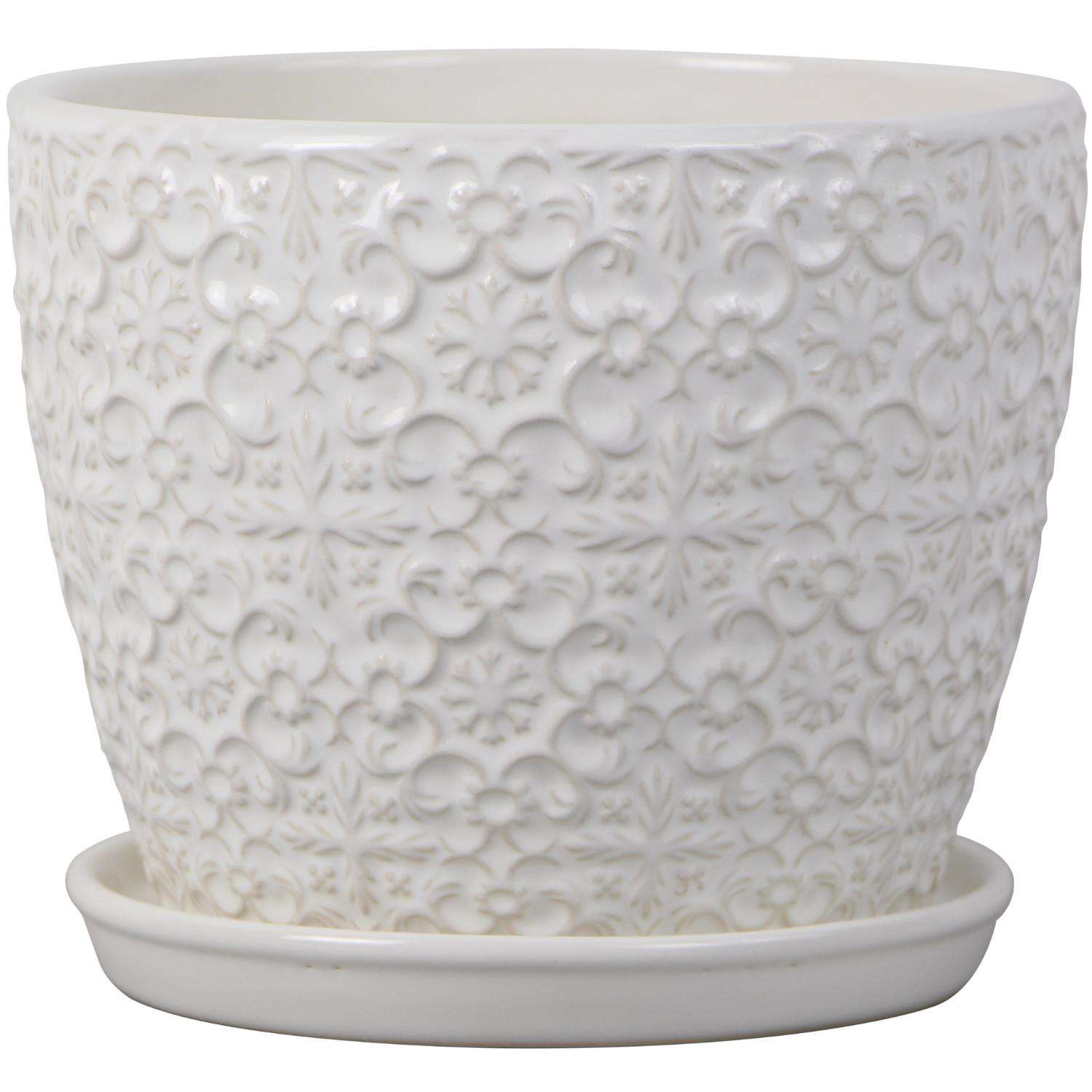  Trendspot 6.8 In. H X 8 In. W X 8 In. D Ceramic Mediterranean Planter White