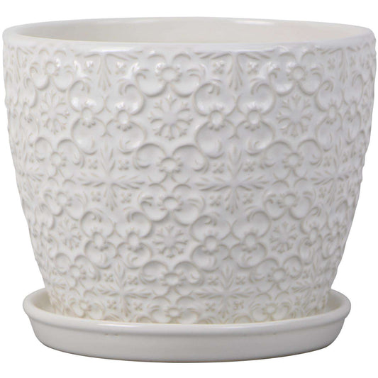  Trendspot 6.8 In. H X 8 In. W X 8 In. D Ceramic Mediterranean Planter White