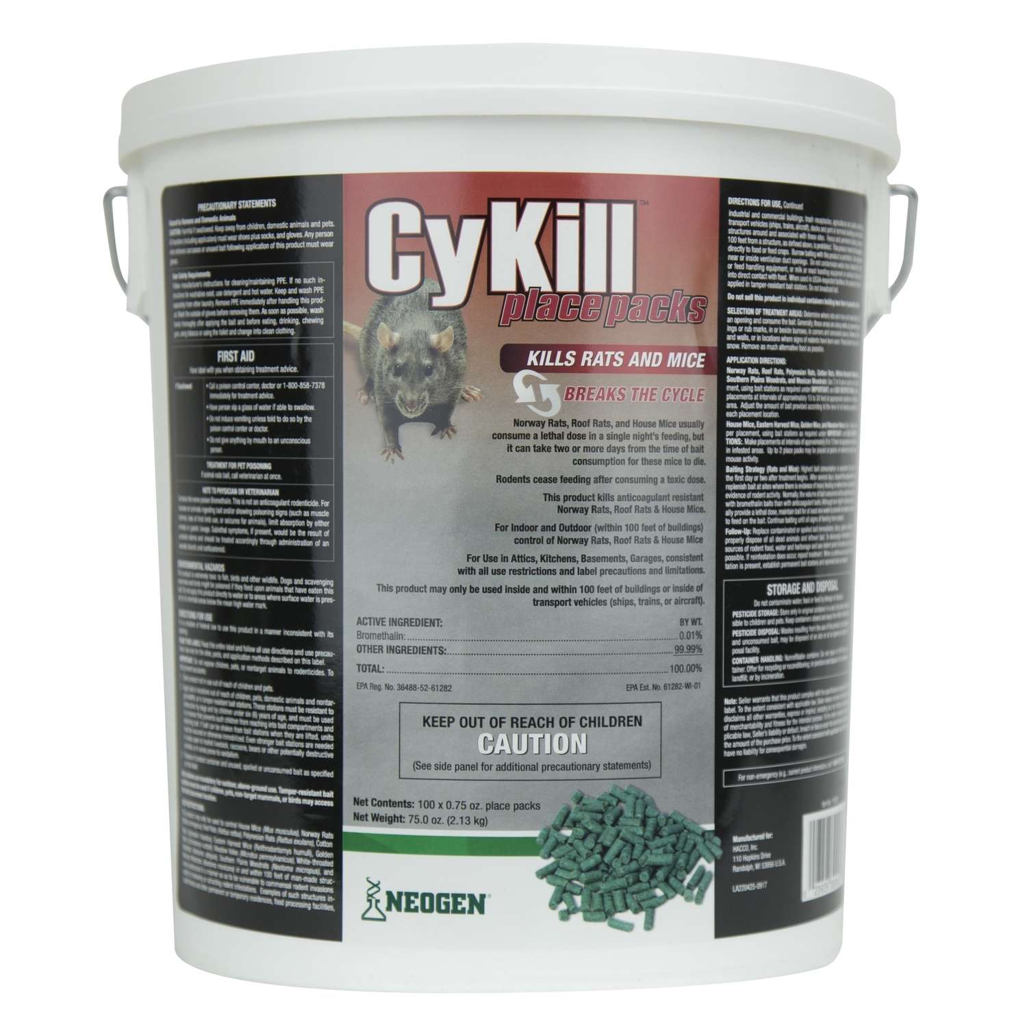  CyKill Bait Pellet Throw Pack For Mice And Rats 4.7 Lb 100 Pk