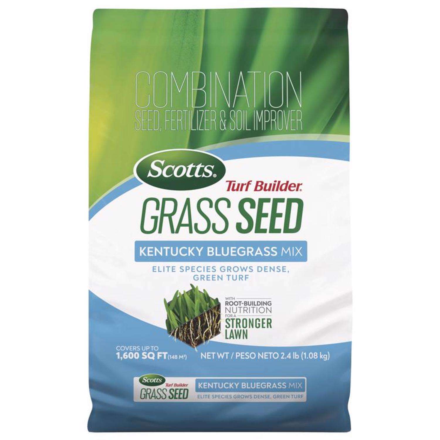  Scotts Turf Builder Kentucky Bluegrass Sun Or Shade Fertilizer/Seed/Soil Improver 2.4 Lb