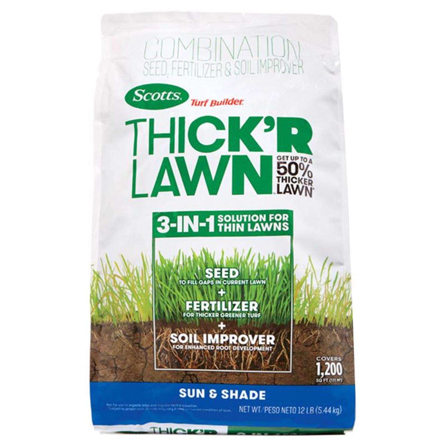  Scotts Turf Builder Thick'R Lawn All-Purpose Lawn Fertilizer For Sun/Shade Mix 1200 Sq Ft
