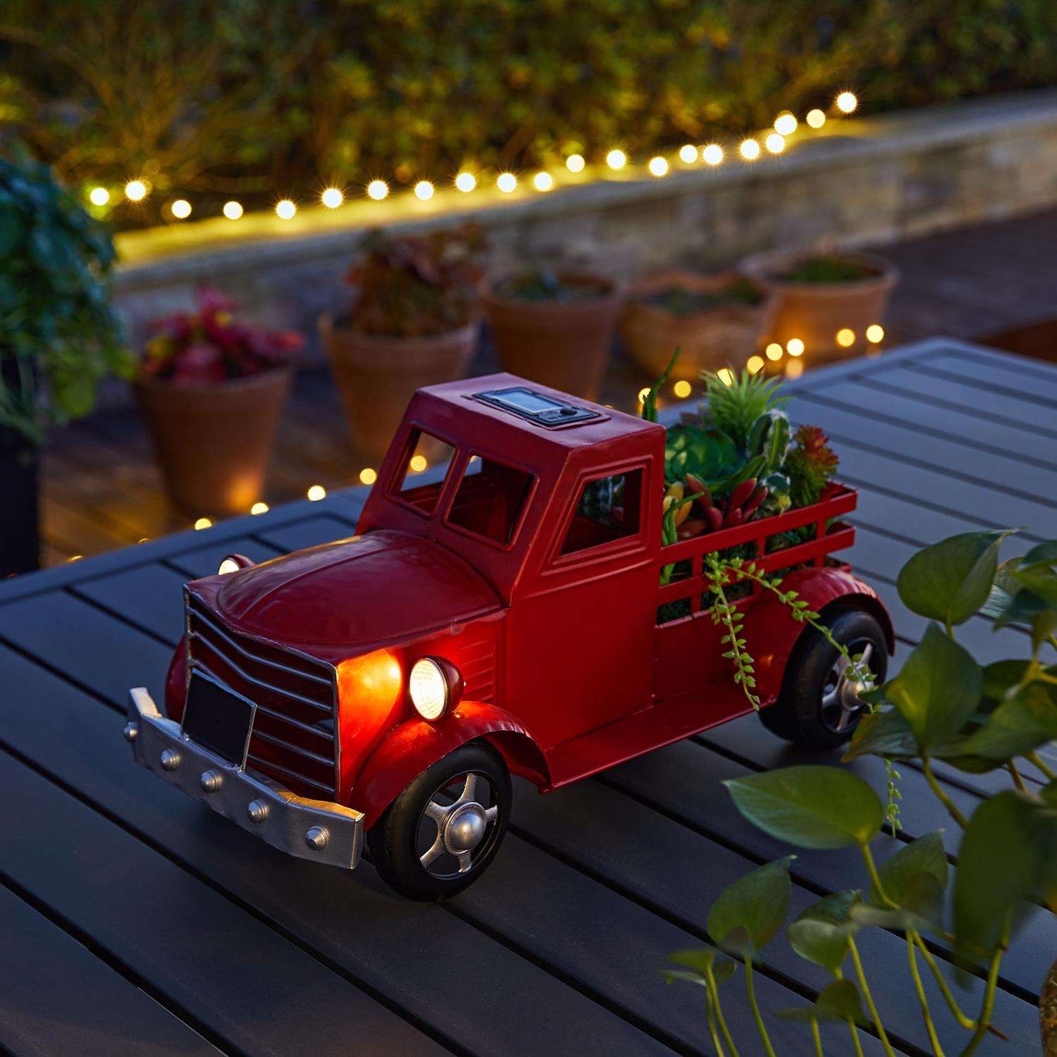  Glitzhome 9.25 In. H Red Iron/Plastic Plant Stand
