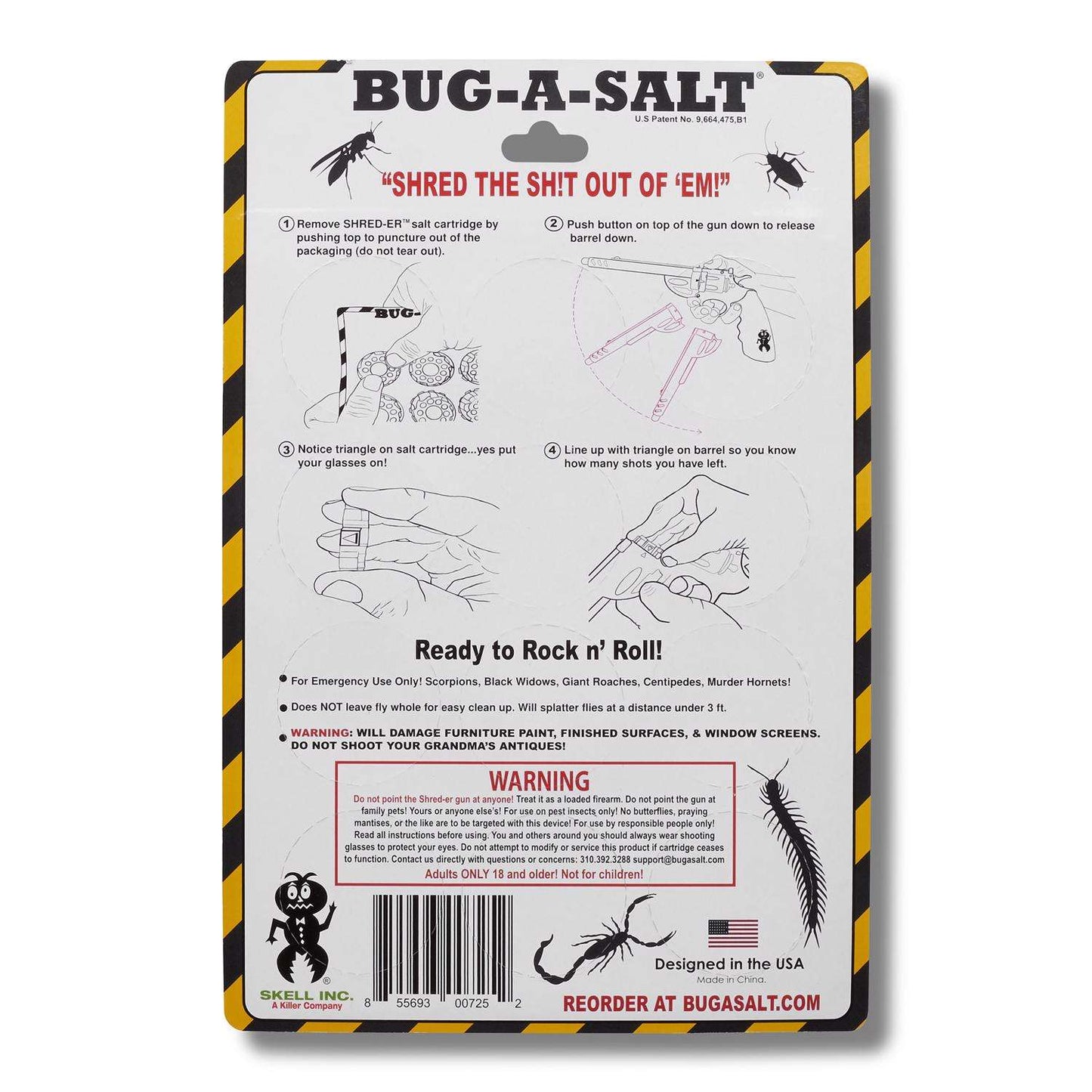  Bug-A-Salt Shred-Er Ammo Cartridge Black/Yellow 12 Pc