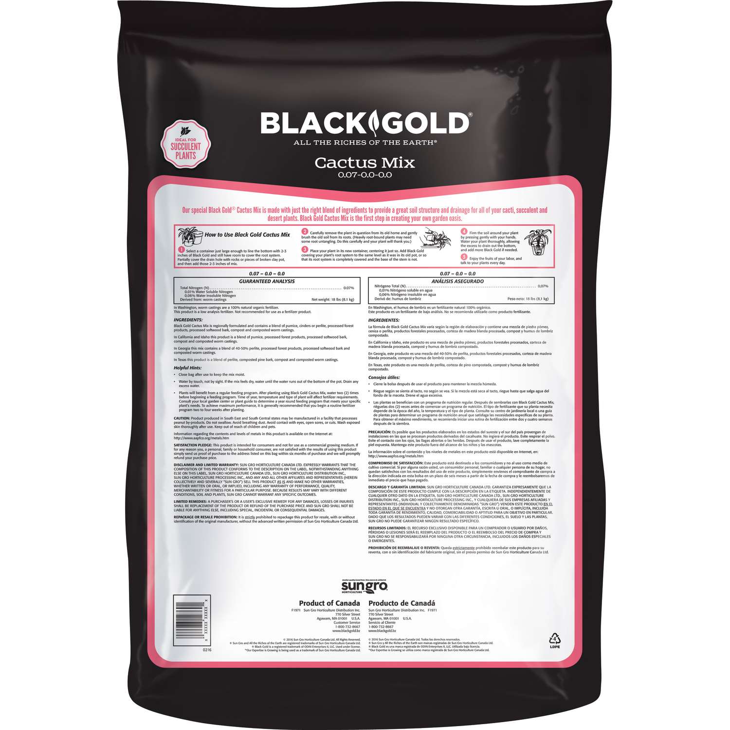  Black Gold Organic Cacti And Succulent Potting Mix 1 Cu Ft