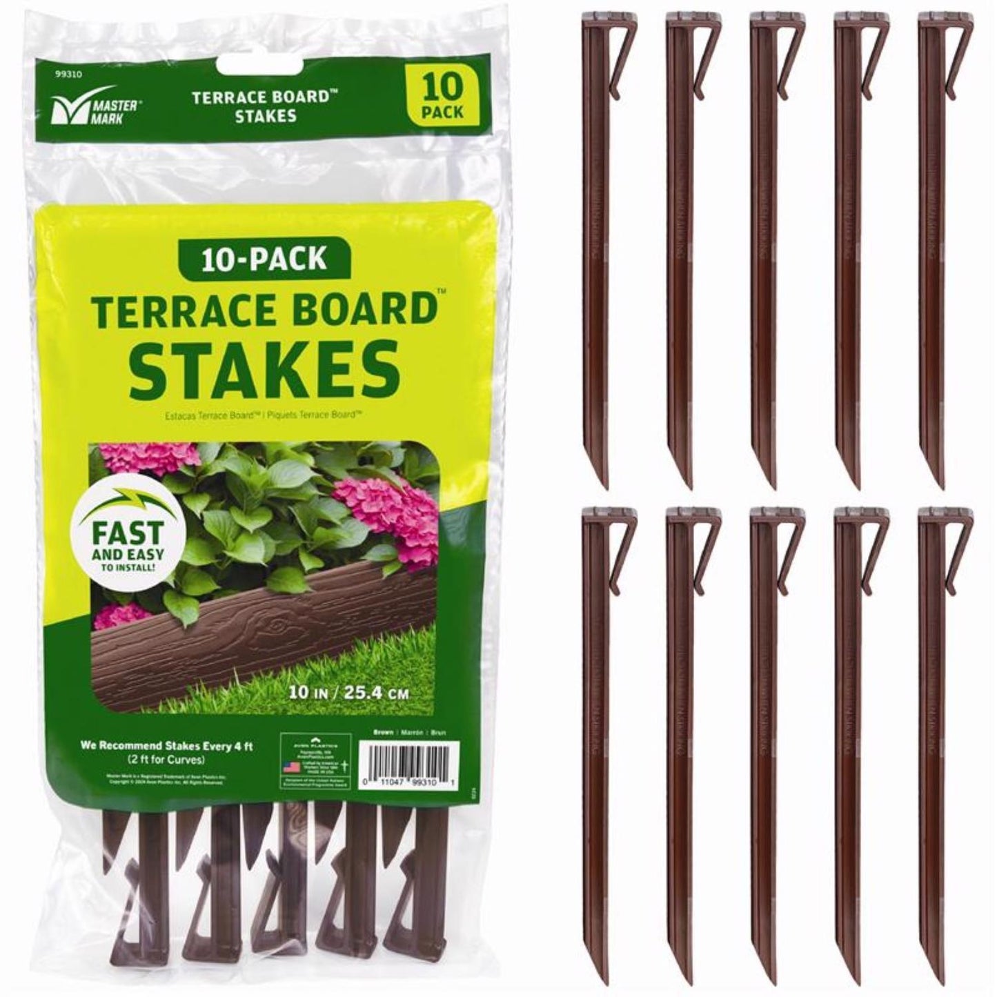  Master Mark Terrace Board 10 In. H Plastic Brown Stake Kit