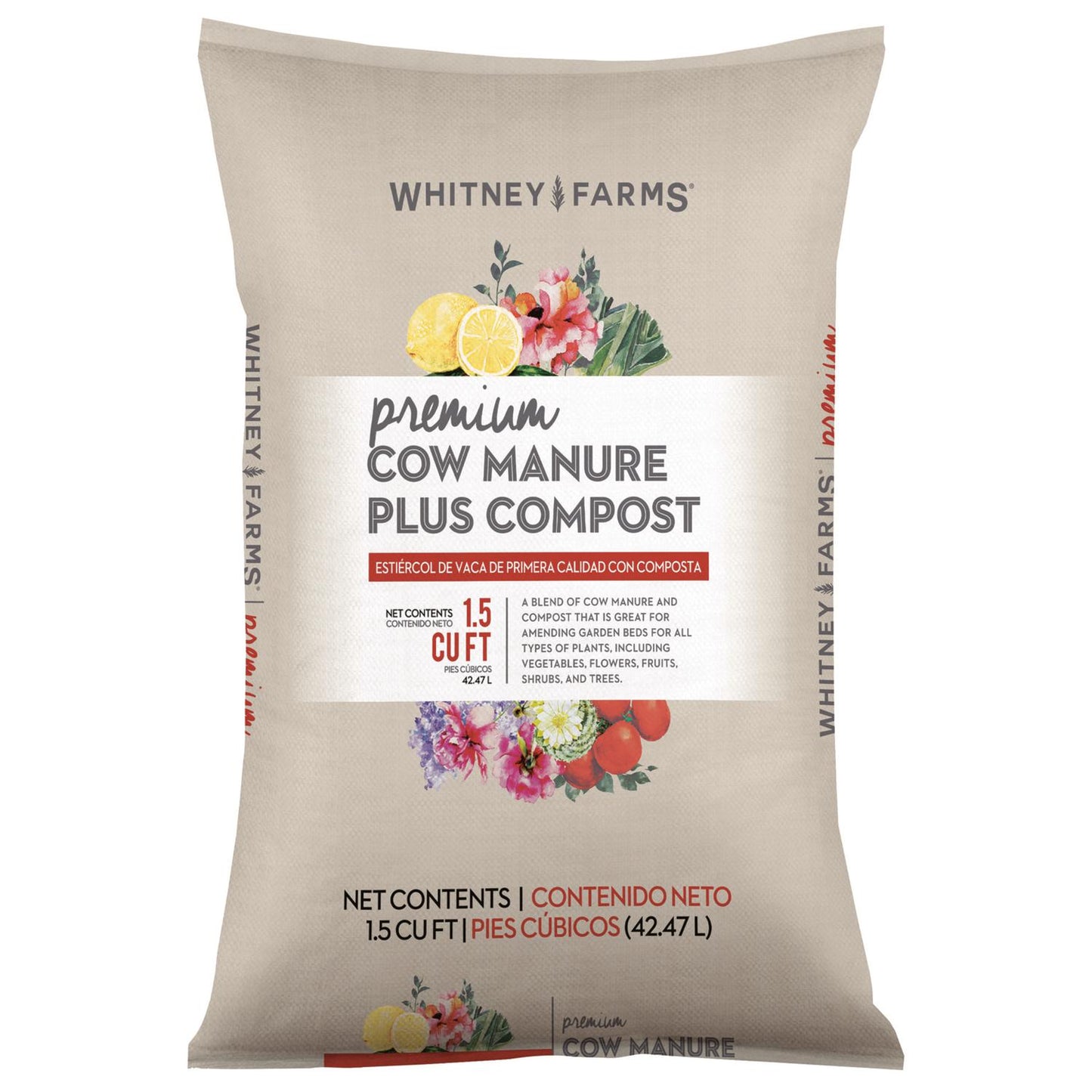  Whitney Farms Natural Premium Organic Cow Manure 1.5 Cu Ft