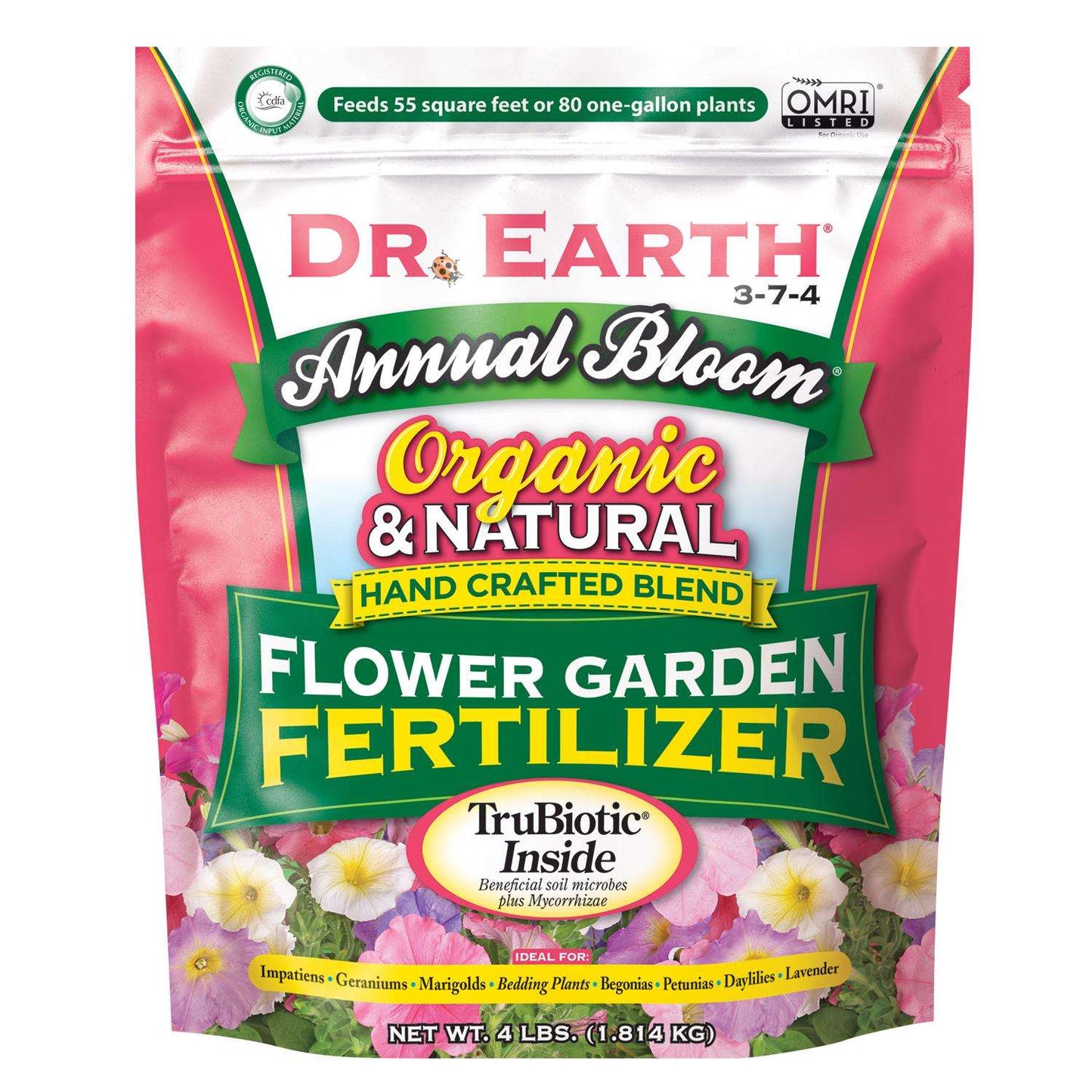  Dr. Earth Annual Bloom Organic Granules Marigold, Daylilies Plant Food 4 Lb