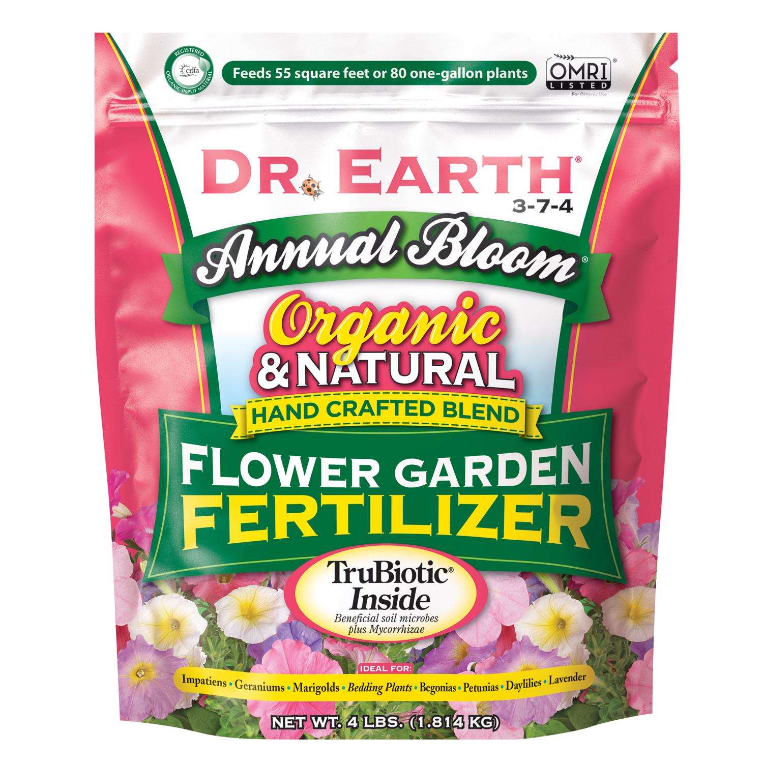  Dr. Earth Annual Bloom Organic Granules Marigold, Daylilies Plant Food 4 Lb